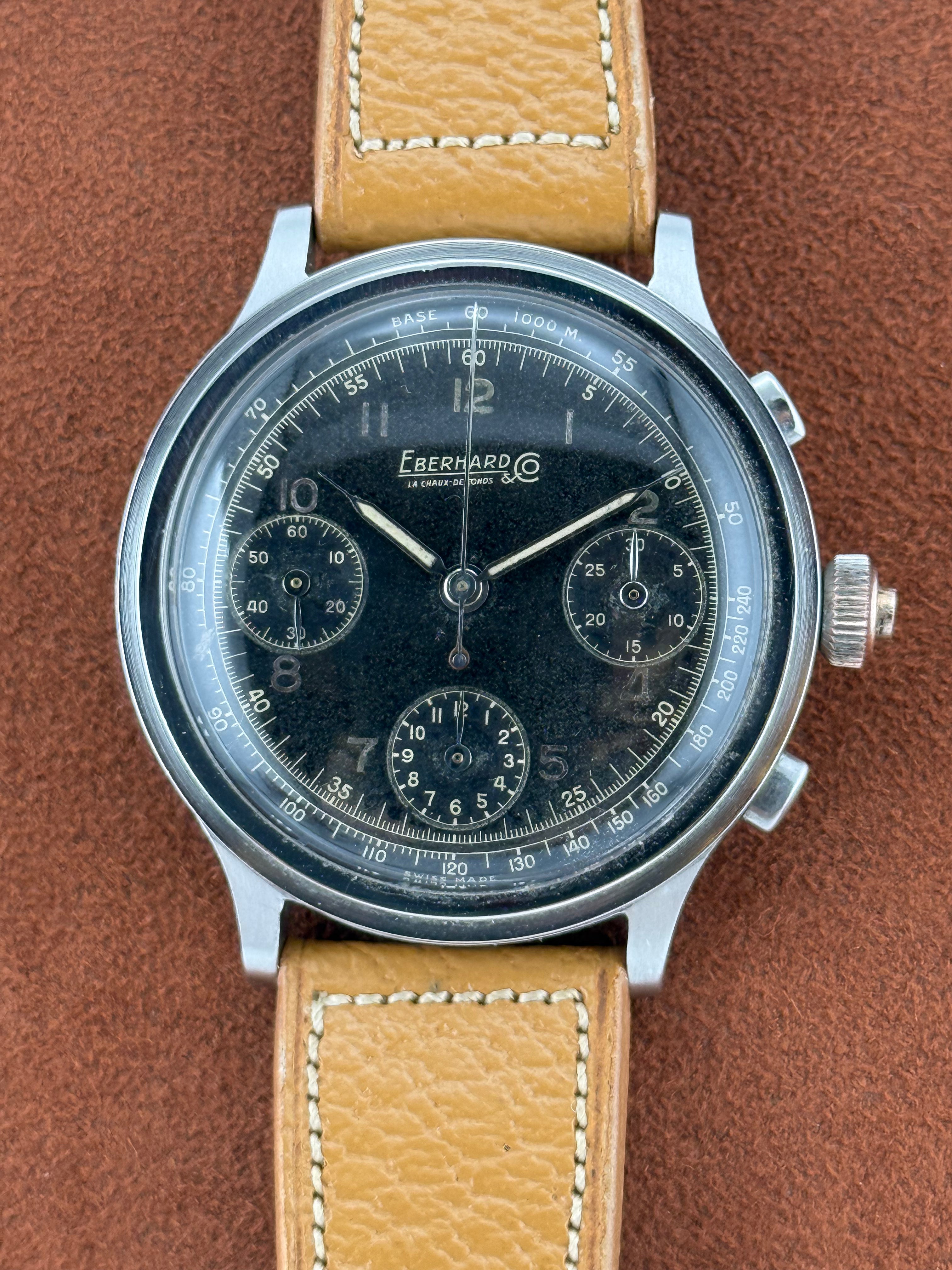 Eberhard Pre Extra-Fort Rattrapante – Oversized Steel Split-Seconds Chronograph, Black Dial