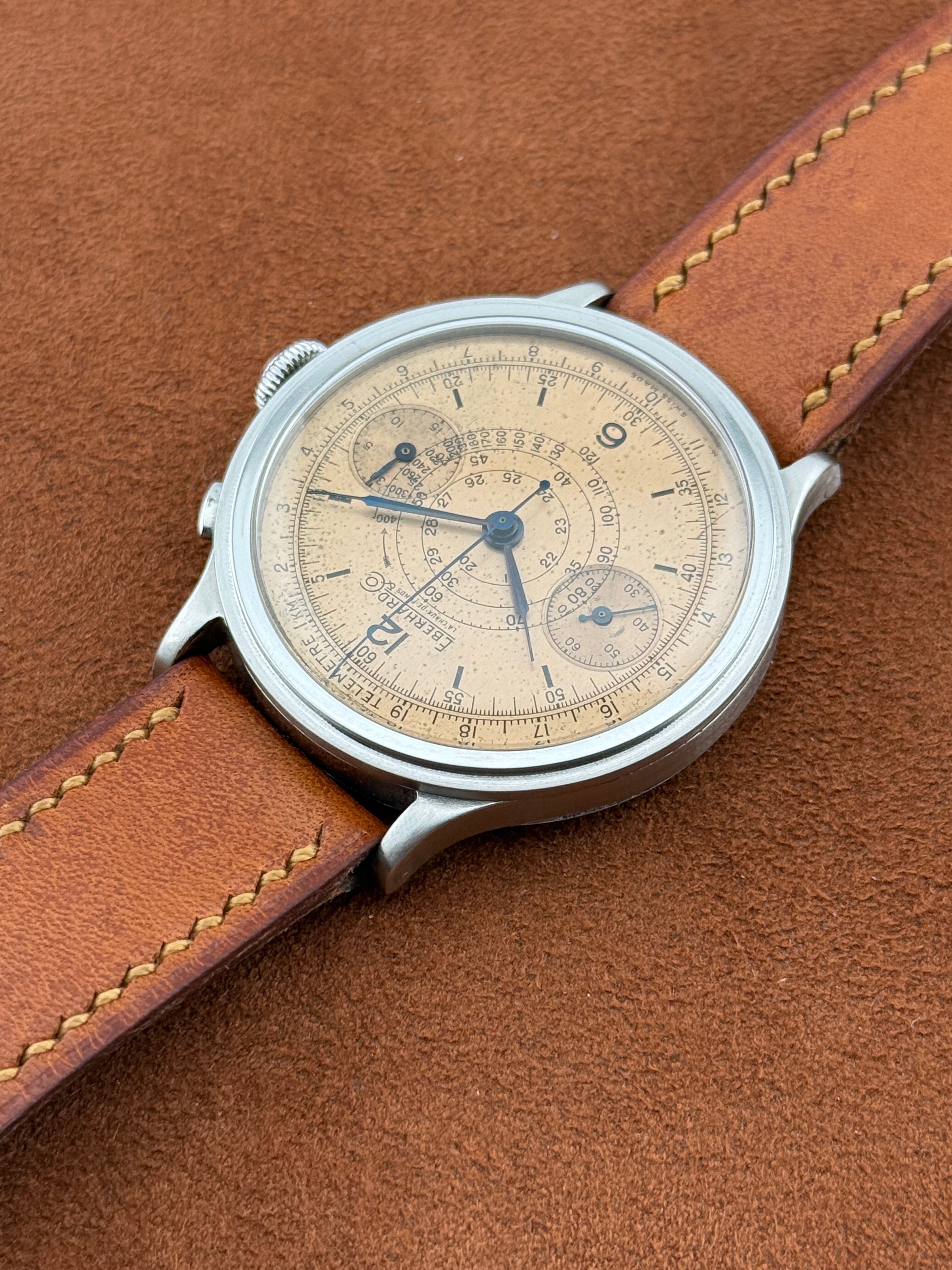 Eberhard & Co. Pre-Extra Fort Chronograph, Stainless Steel, Salmon Dial, Circa 1940