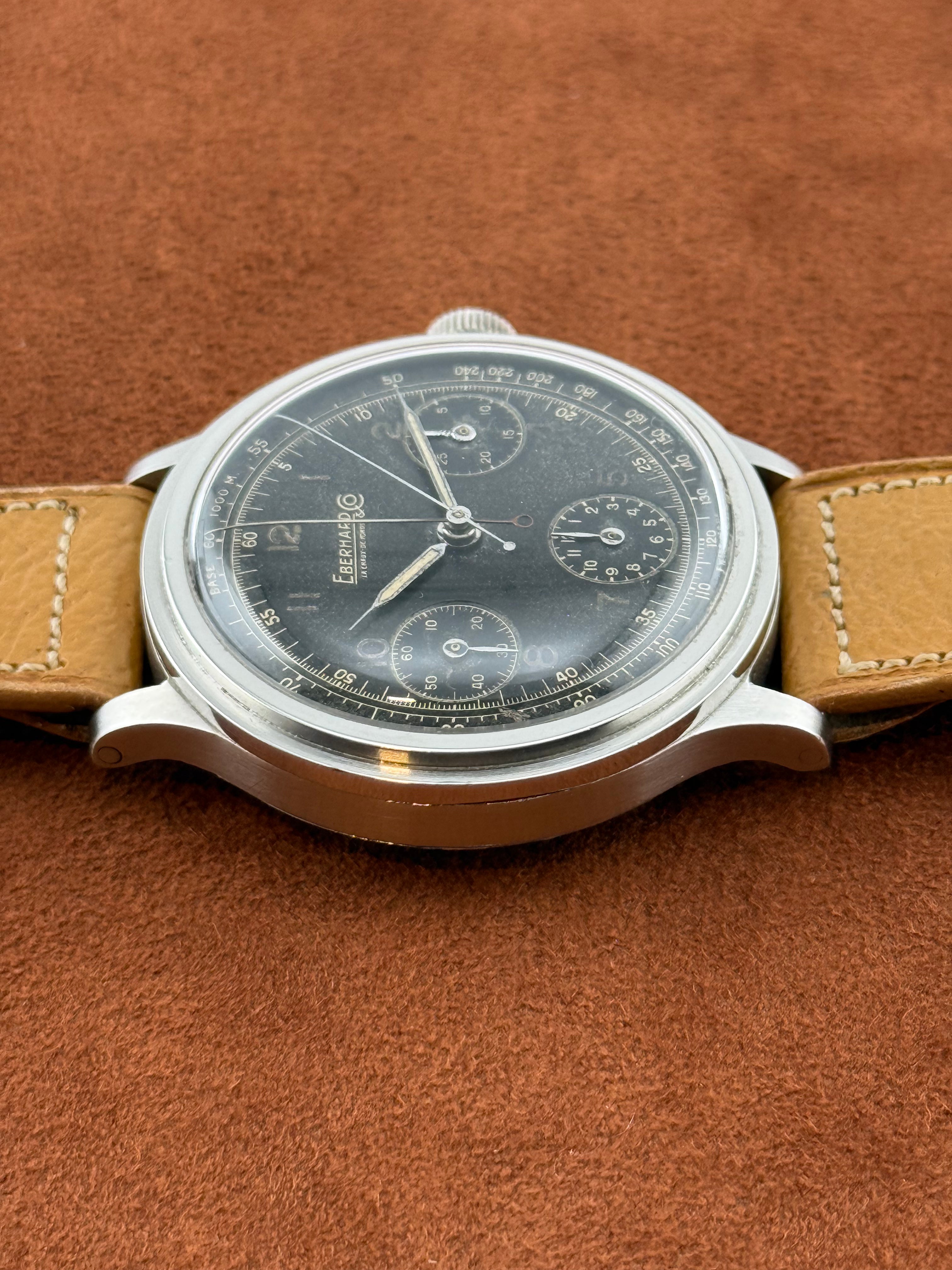 Eberhard Pre Extra-Fort Rattrapante – Oversized Steel Split-Seconds Chronograph, Black Dial
