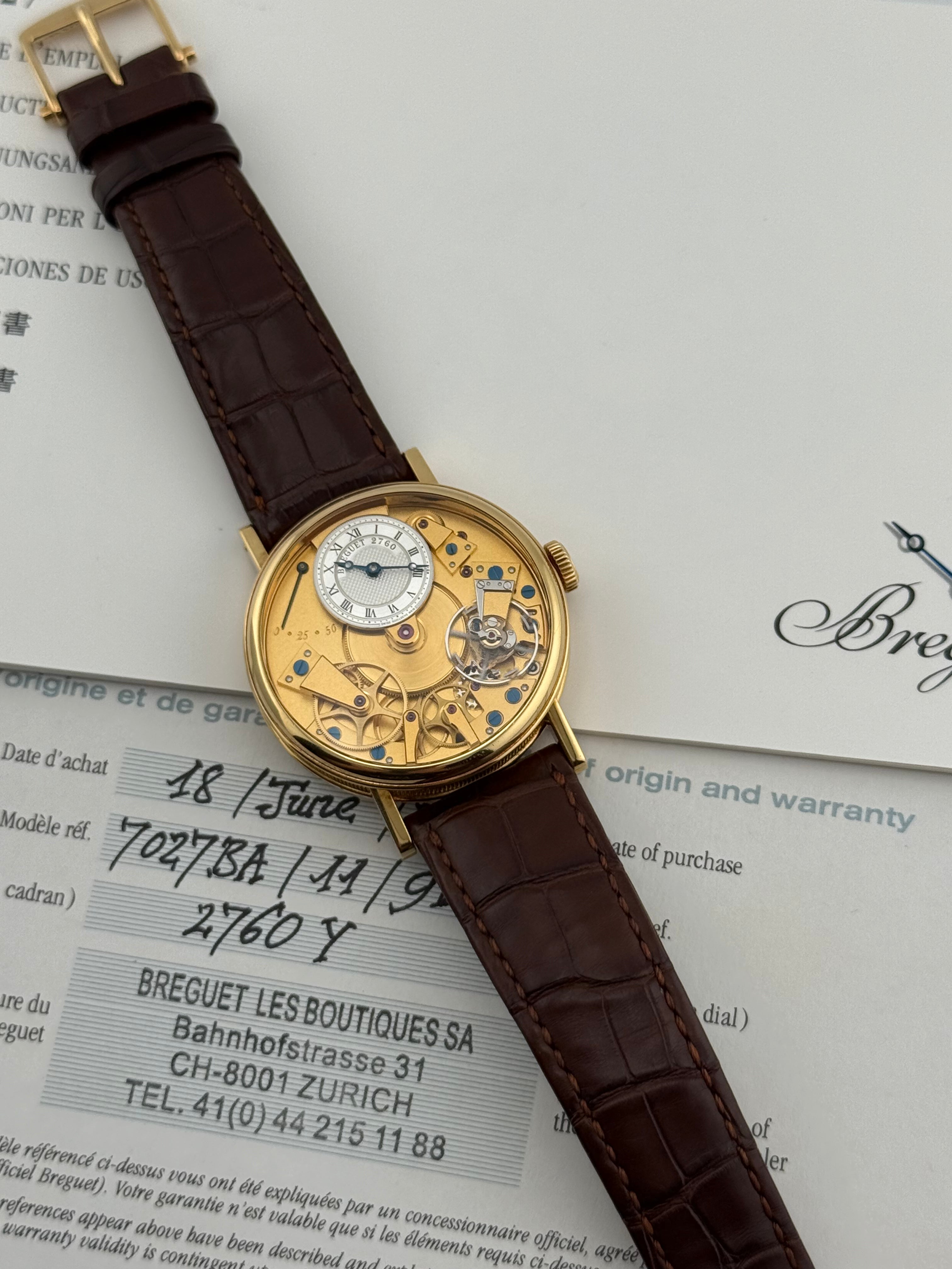 Breguet Tradition Ref. 7027BA/11/9V6 – 18K Yellow Gold, Full Set, 2020
