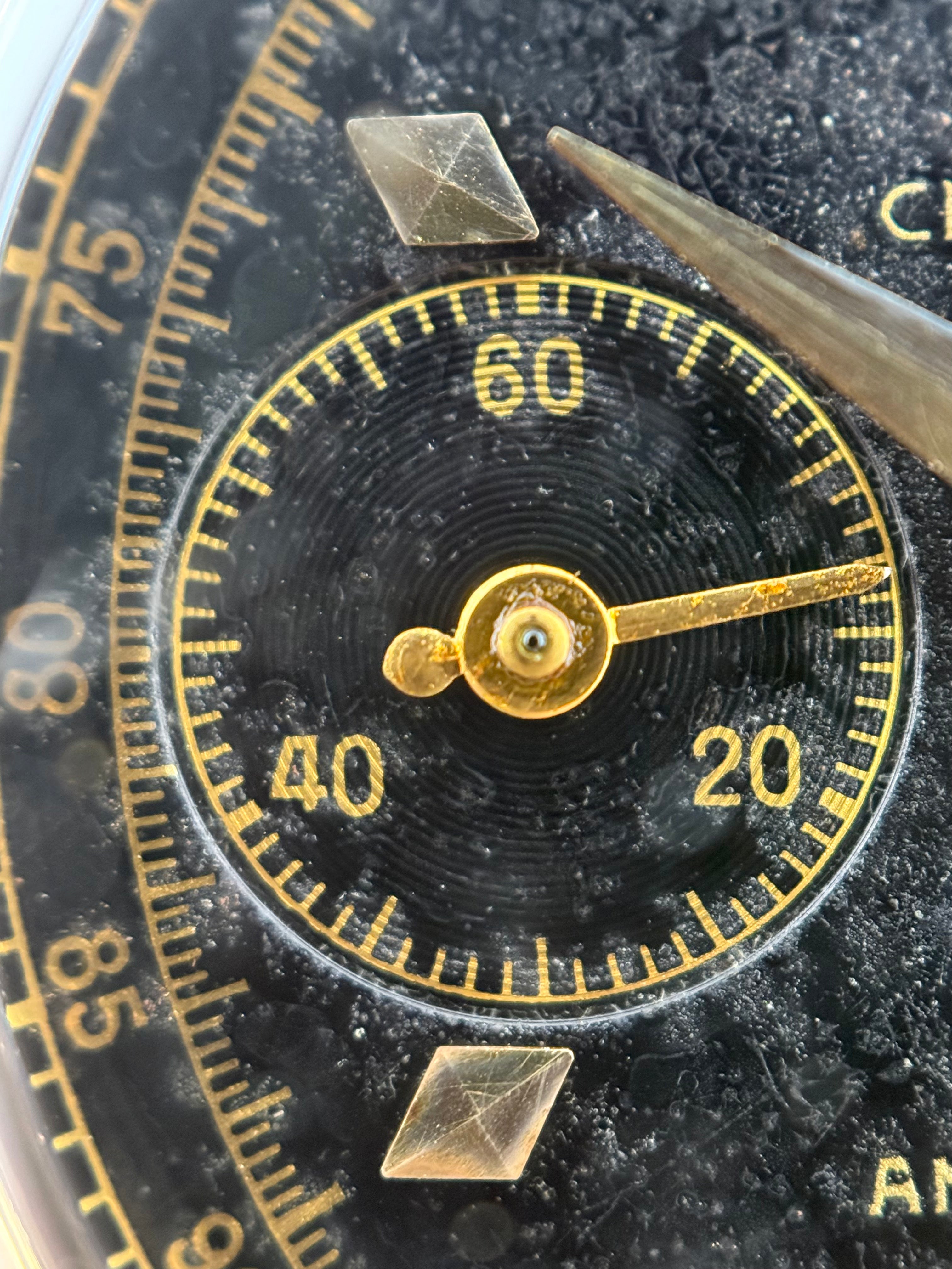 Rolex Piccolino Anti-Magnetique Ref. 3055 – 18K Gold Chronograph, Black Dial