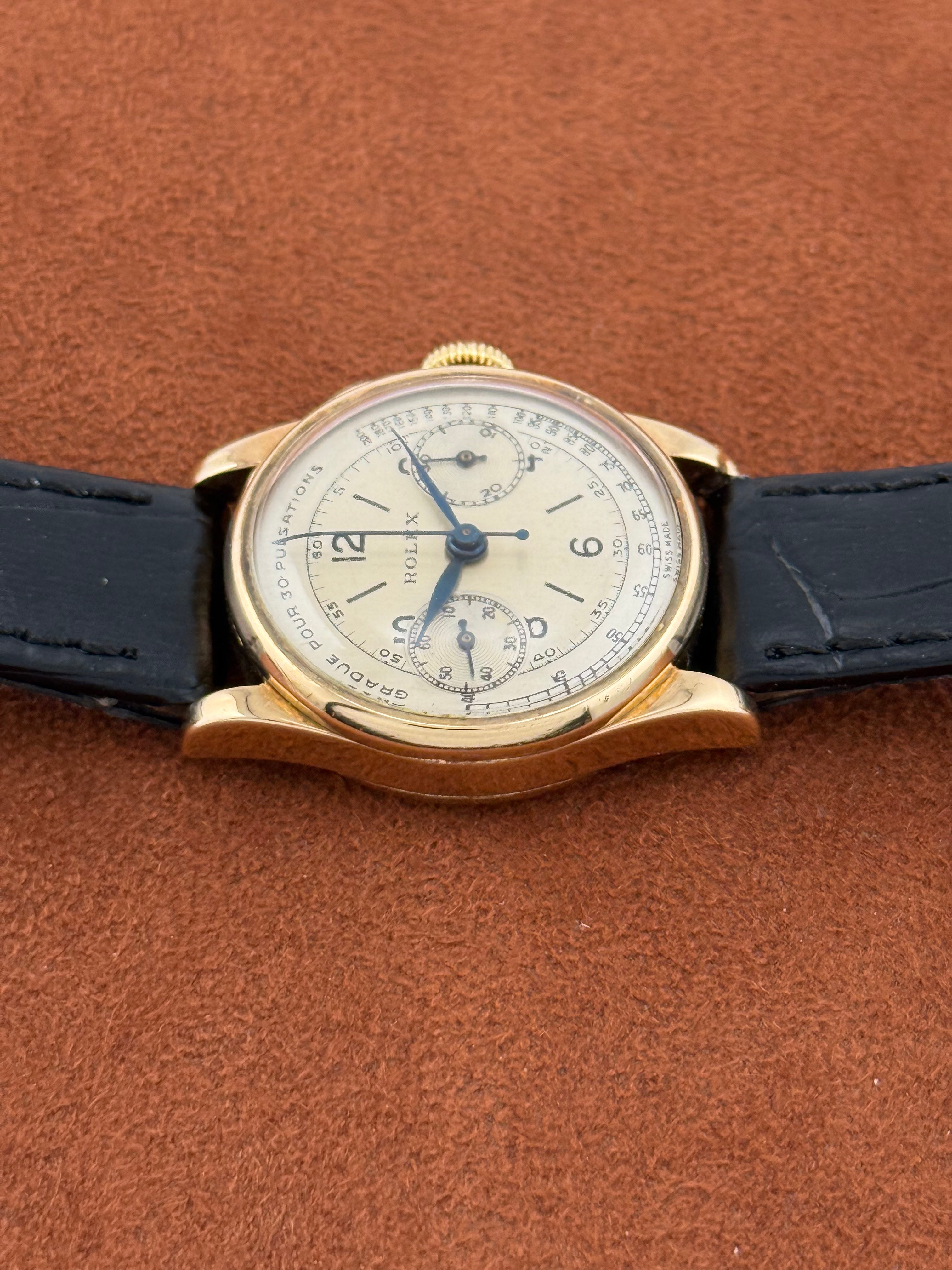 Rolex 9K Gold Single-Button Chronograph – Glasgow Import Mark 1937