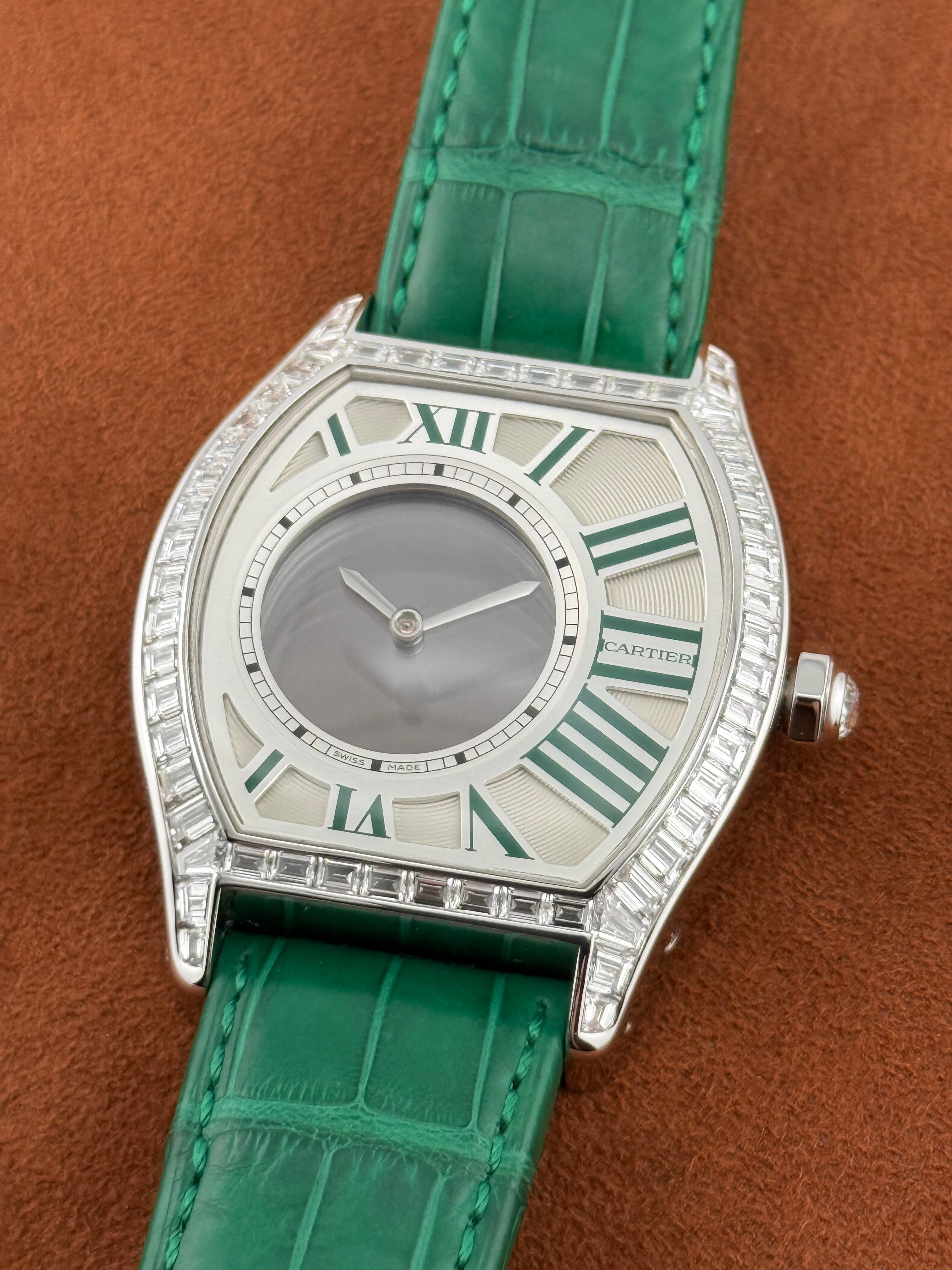 Cartier Clé de Cartier Haute Joaillerie N°1 – White Gold, Baguette Diamonds, Green Dial
