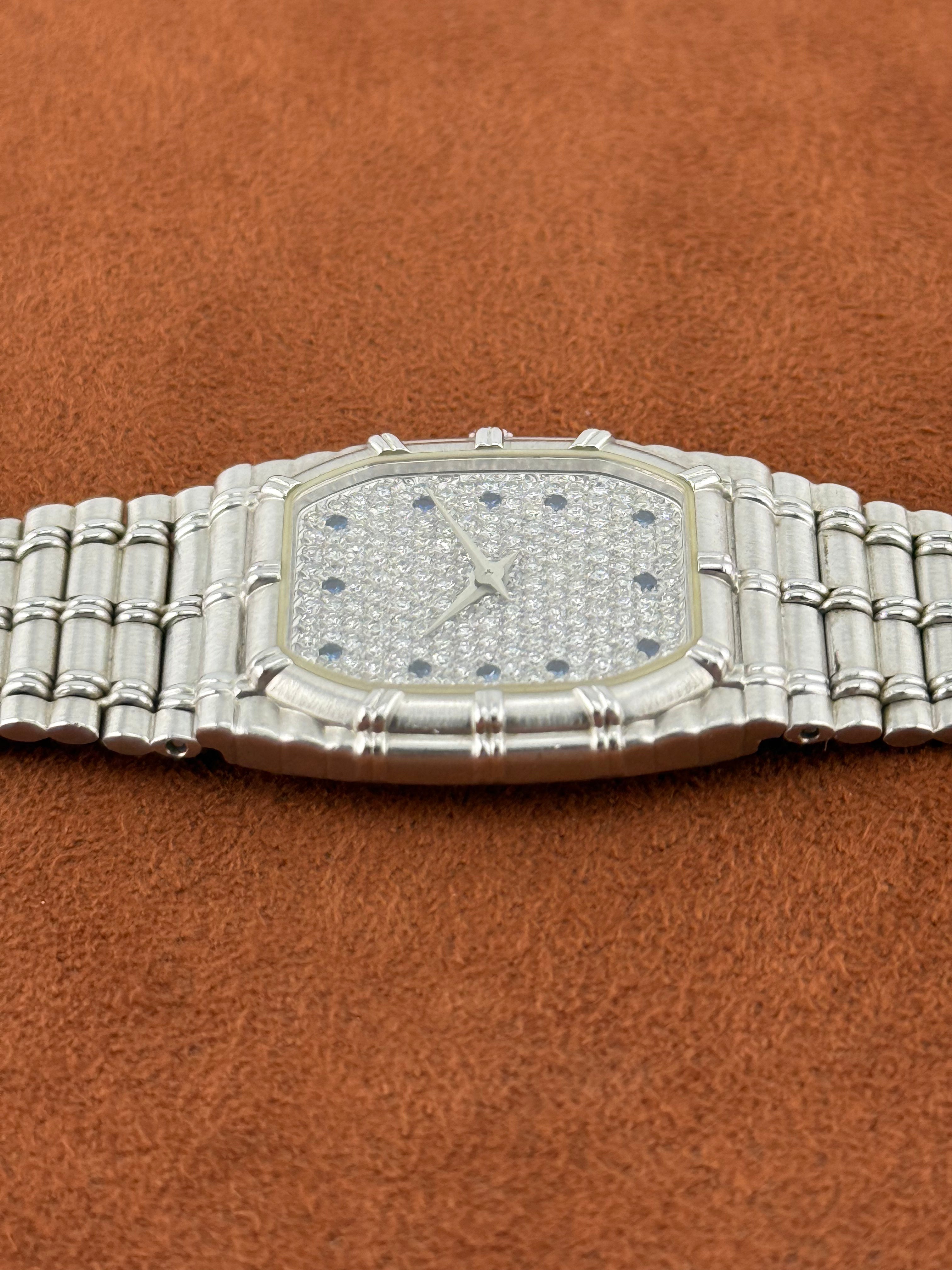 Audemars Piguet Bamboo – 18K White Gold Diamond & Sapphire Quartz Watch
