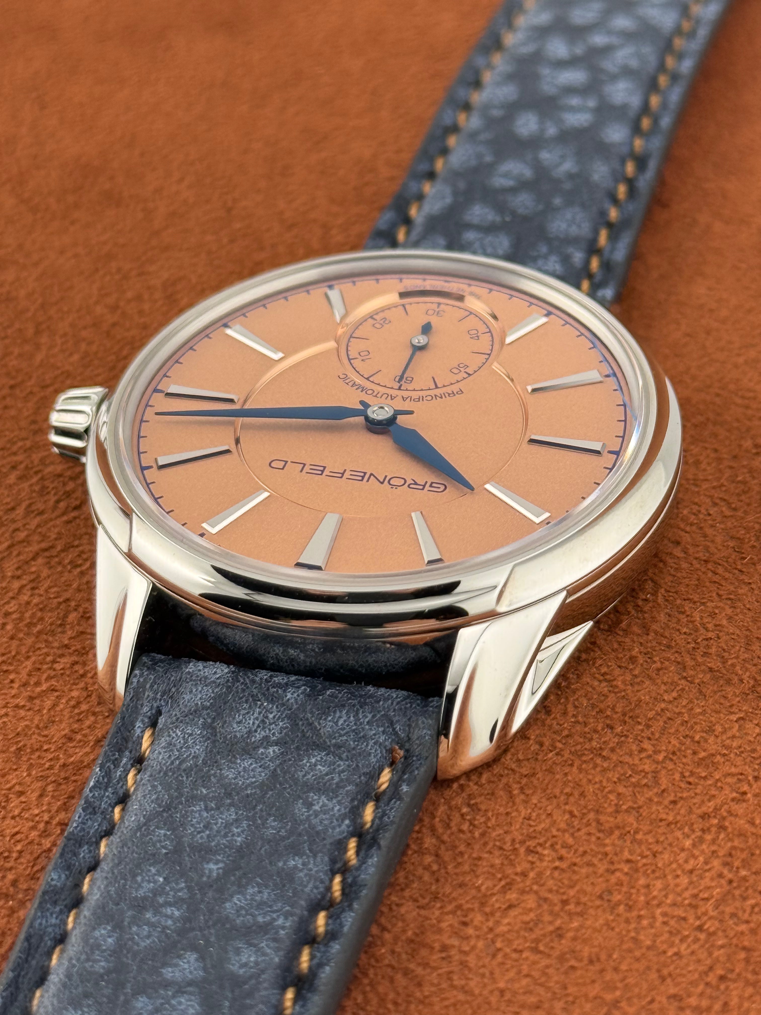Grönefeld 1941 Principia Automatic – Salmon Dial, Stainless Steel, Full Set, New