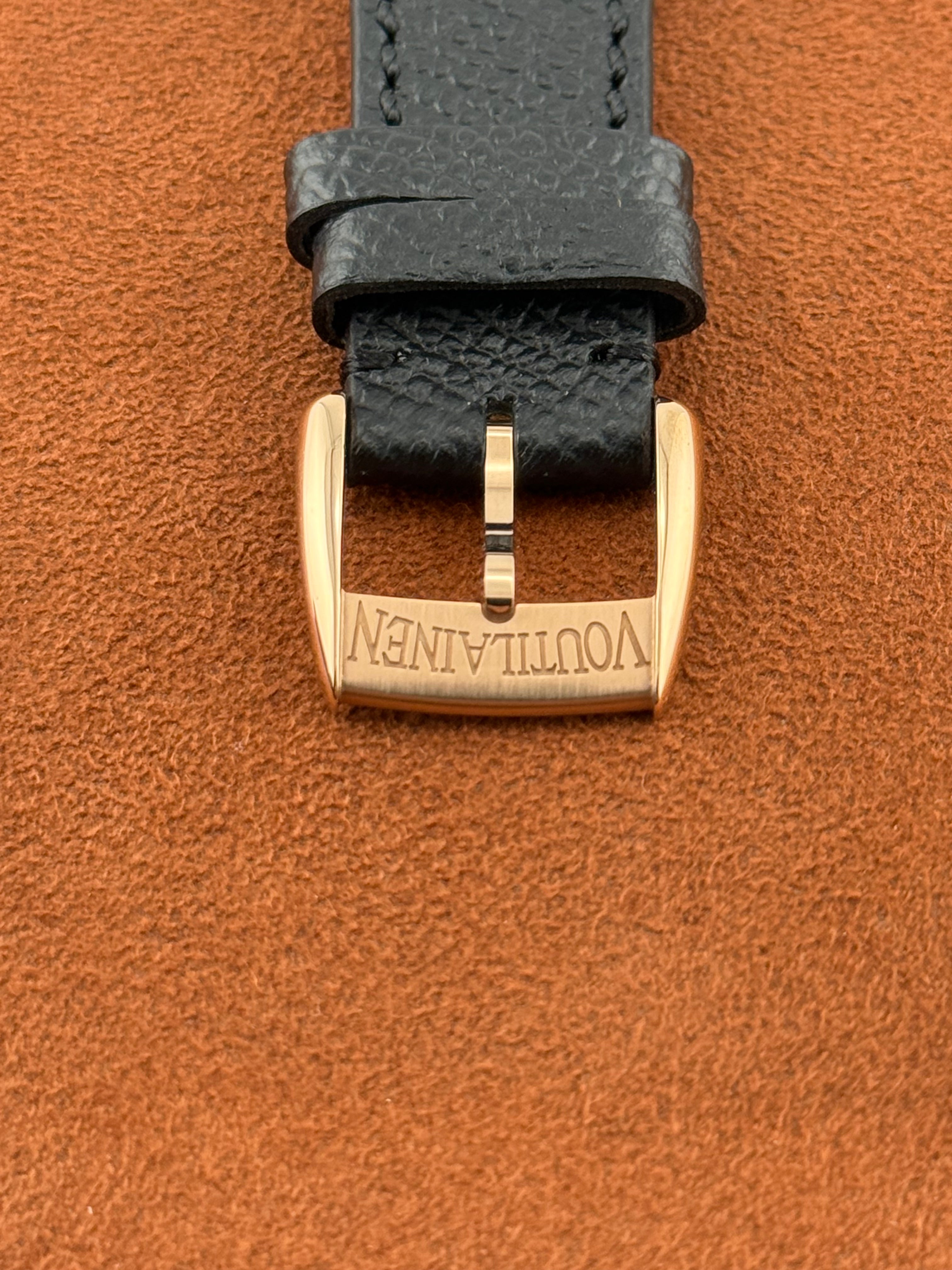 Voutilainen Retrograde Date Ref. 217QRS – Pink Gold, Blue Guilloché Dial, Limited Edition of 10