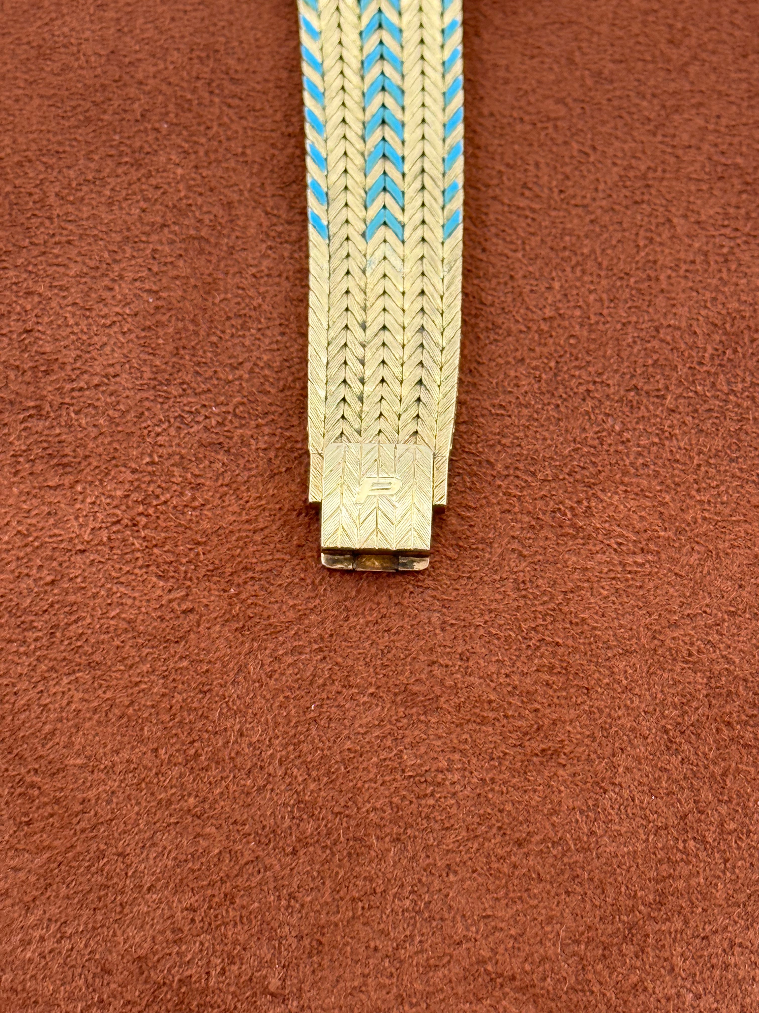 Piaget Ref. 9801 E 14 – Turquoise Dial, 18K Yellow Gold Bracelet Watch, Circa 1970–1971