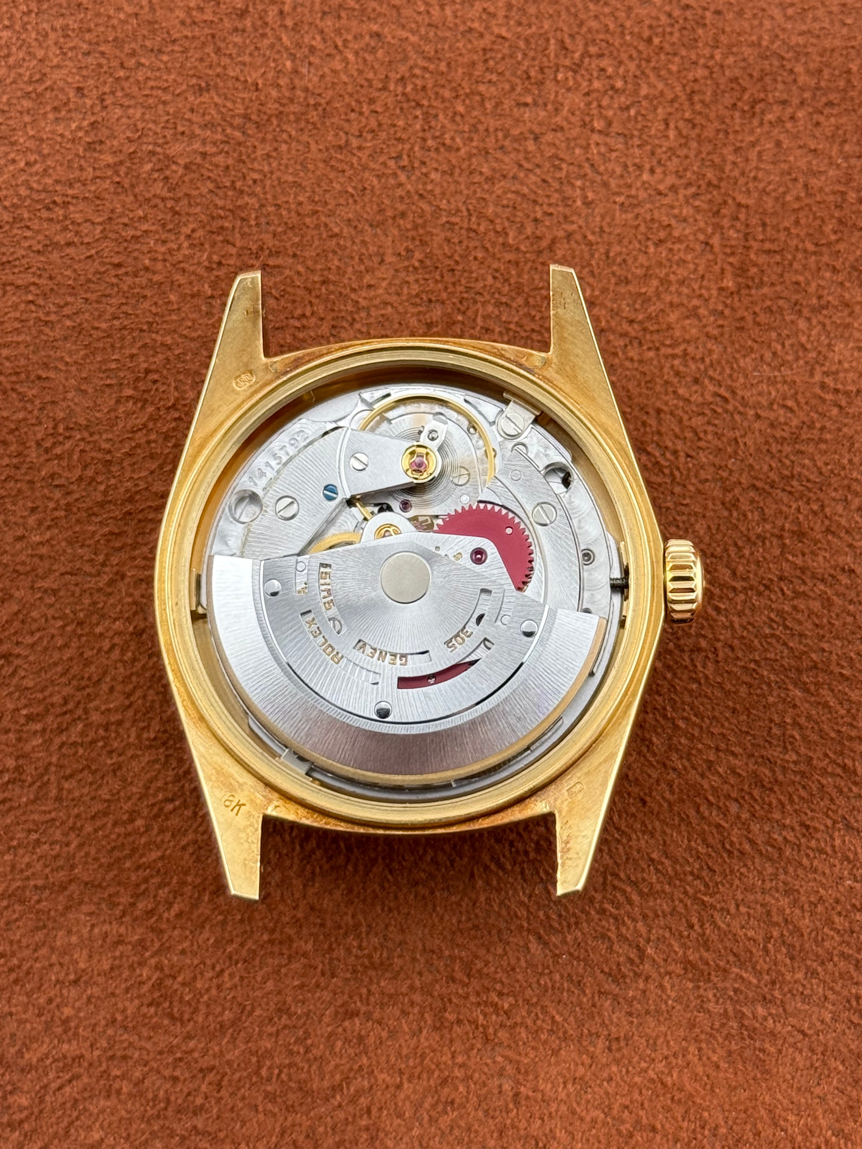 Rolex Day-Date “Stella” Ref. 18038 – Coral Red Dial, 18K Yellow Gold Bracelet Watch, Circa 1987