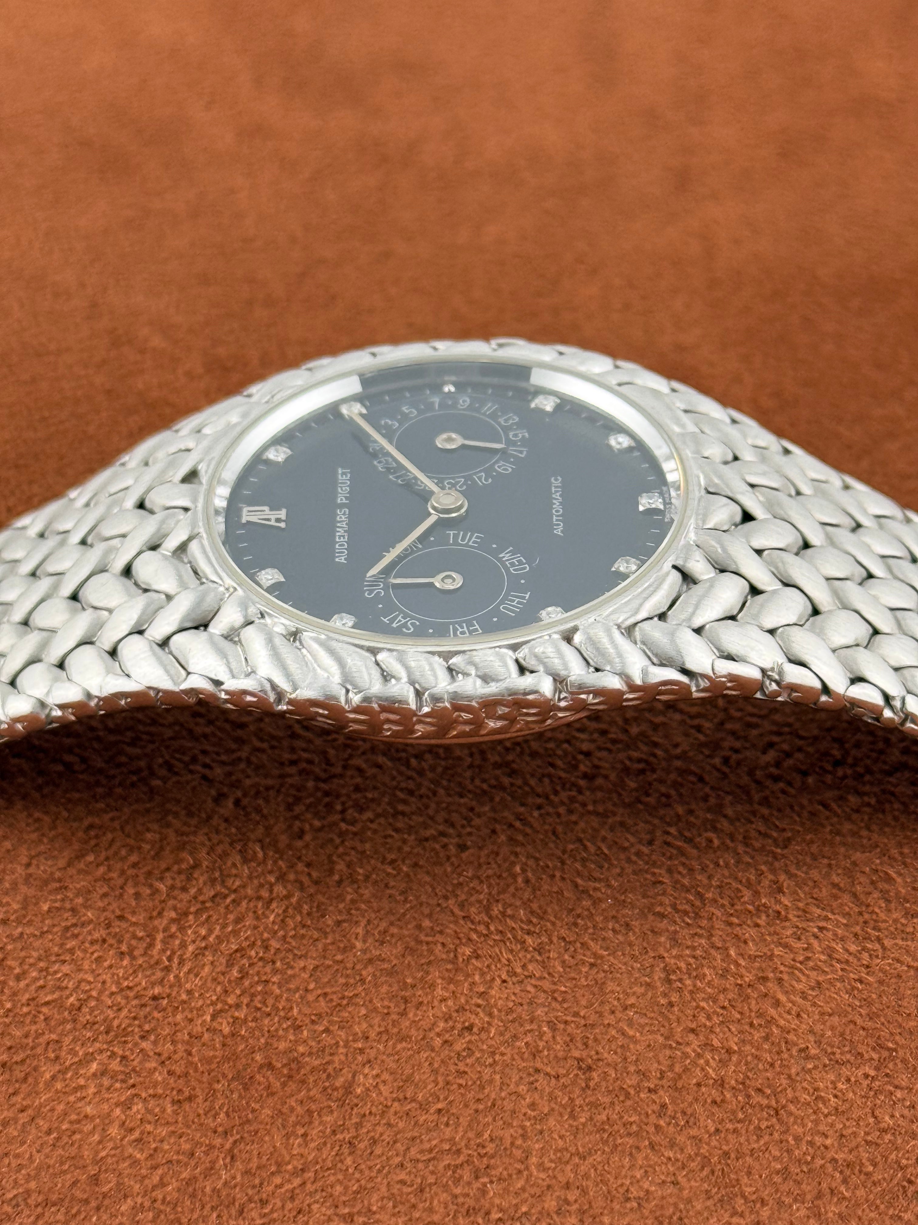 Audemars Piguet “Cobra” Ref. 5587BC – Blue Diamond Dial, 18K White Gold Bracelet Watch, Circa 1989