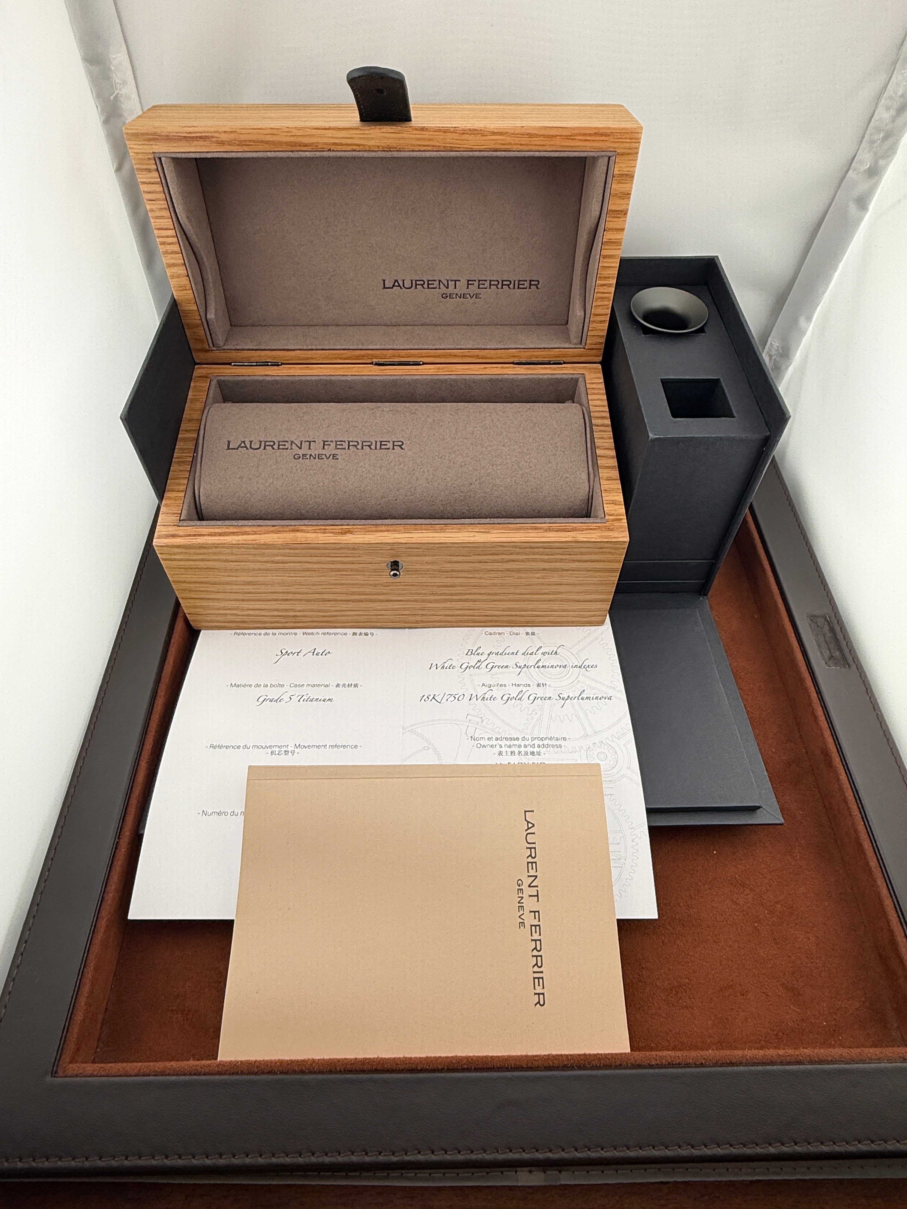 Laurent Ferrier Sport Auto Titanium Blue Dial — Full Set, 2023