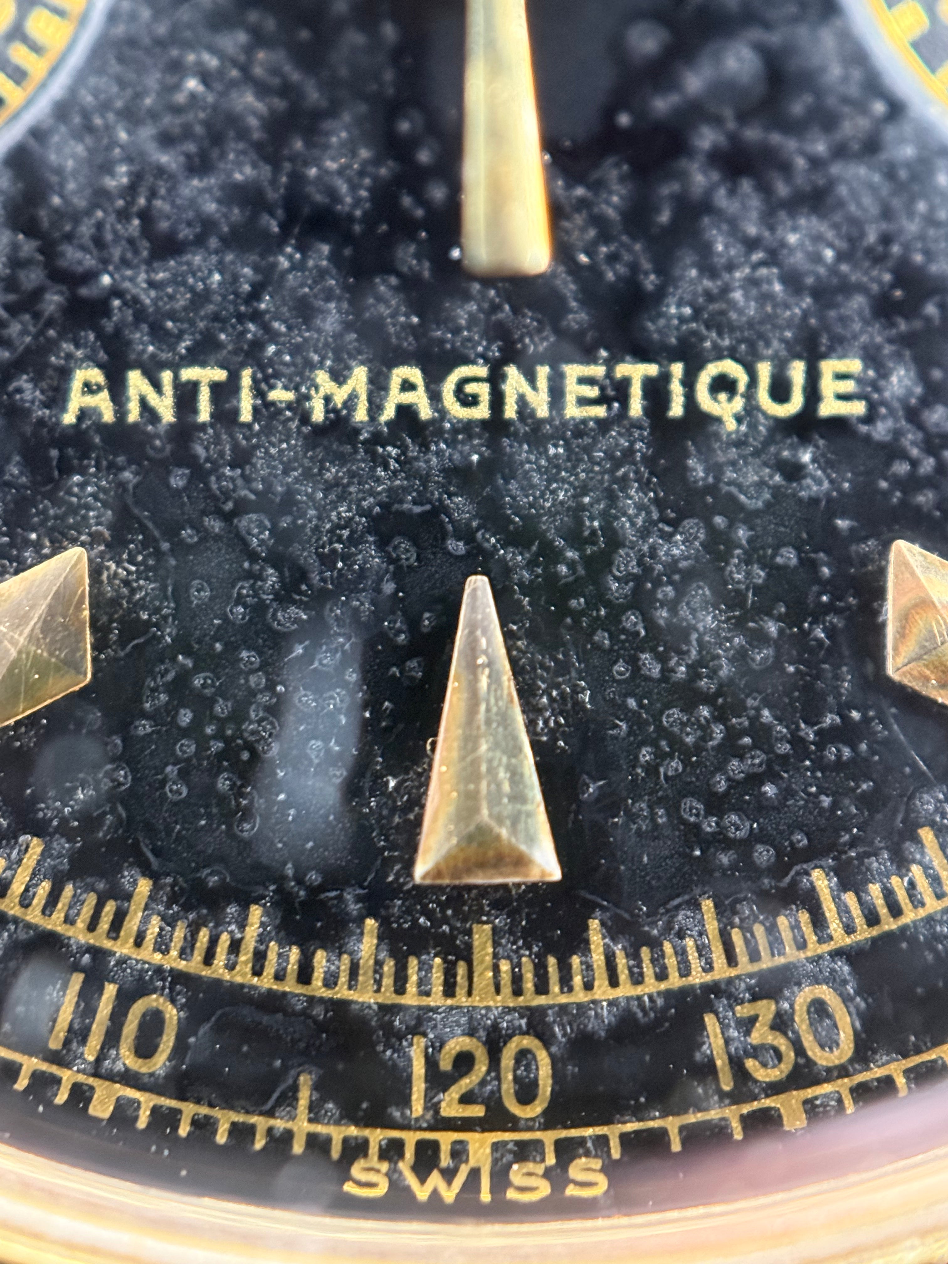 Rolex Piccolino Anti-Magnetique Ref. 3055 – 18K Gold Chronograph, Black Dial