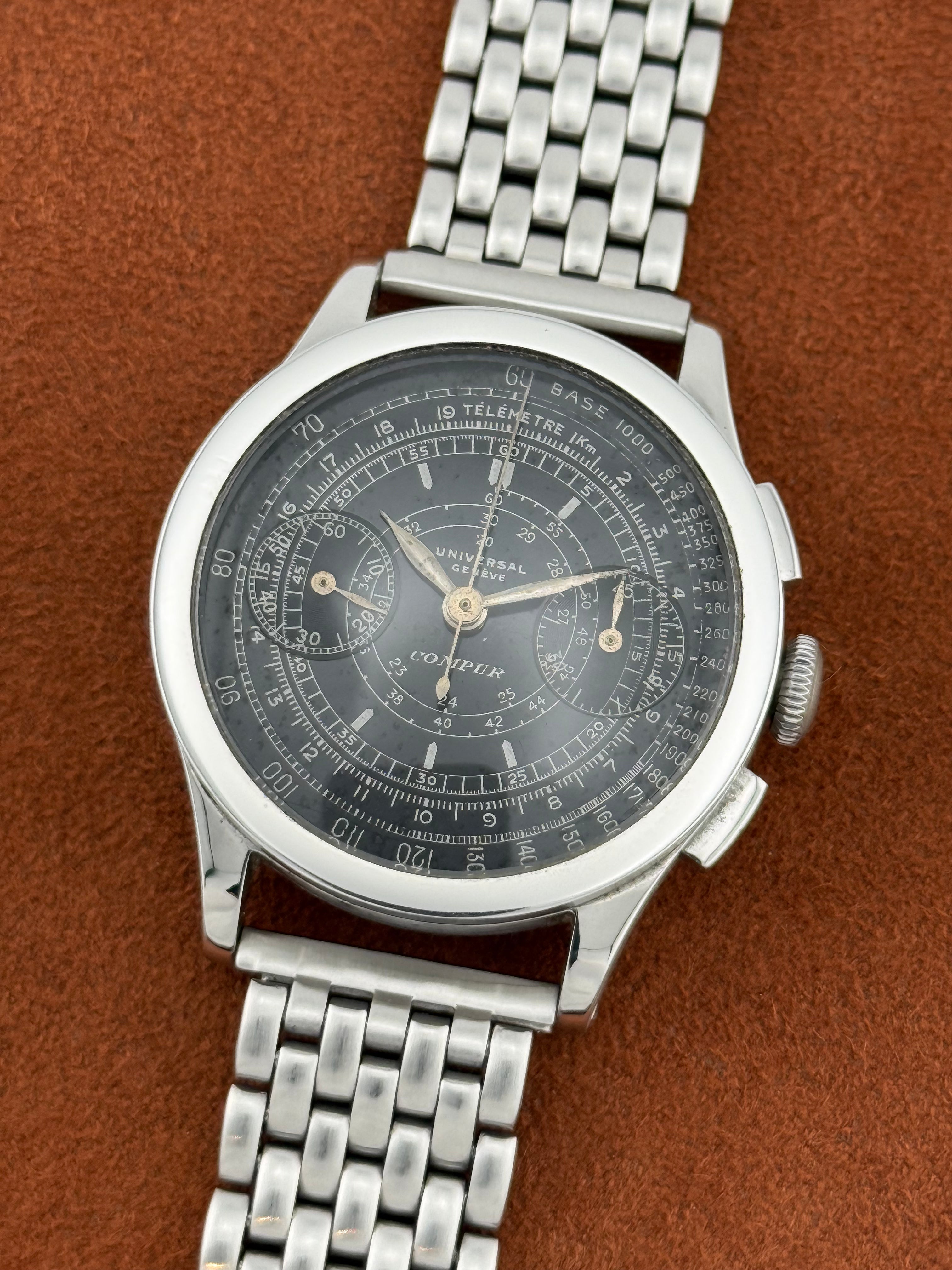 Universal Genève Compur Chronograph – Black Snail Dial, Multi-Scale, Mid-1930s