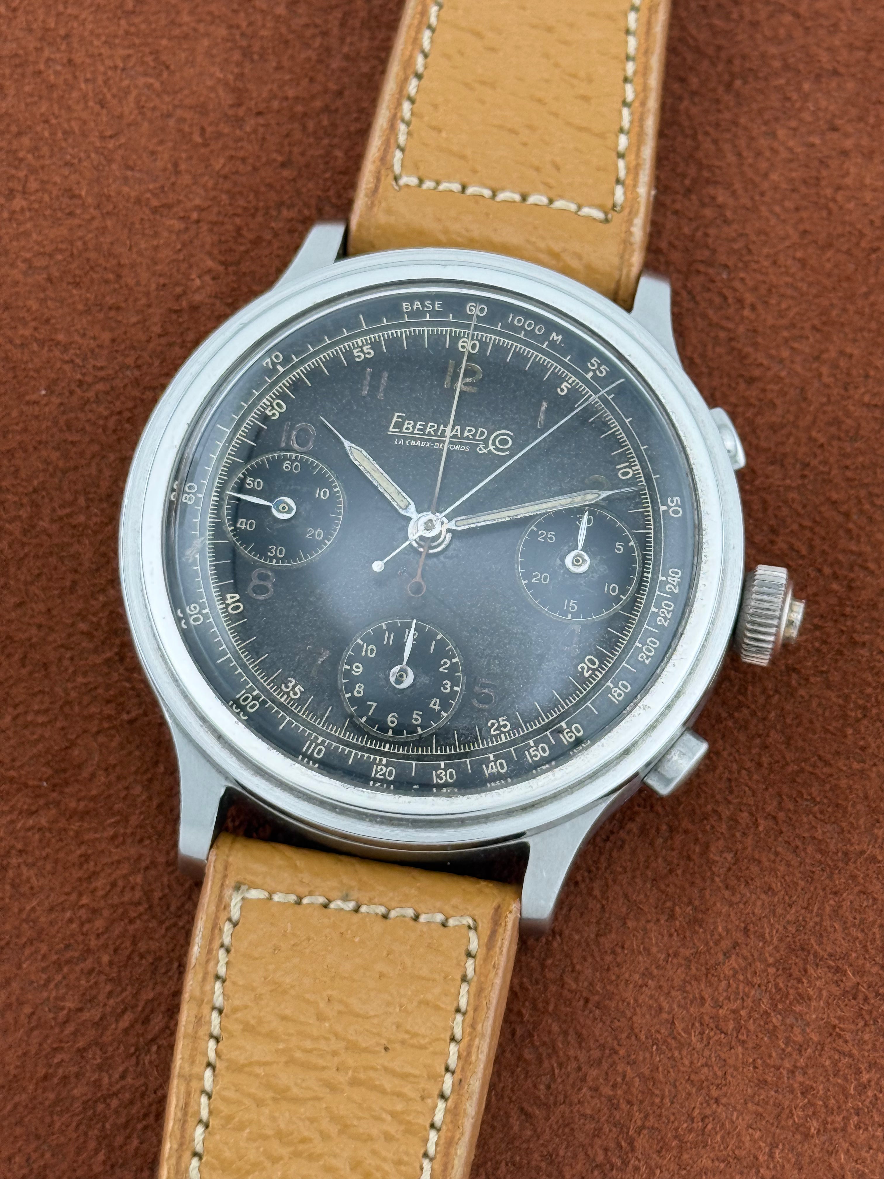 Eberhard Pre Extra-Fort Rattrapante – Oversized Steel Split-Seconds Chronograph, Black Dial