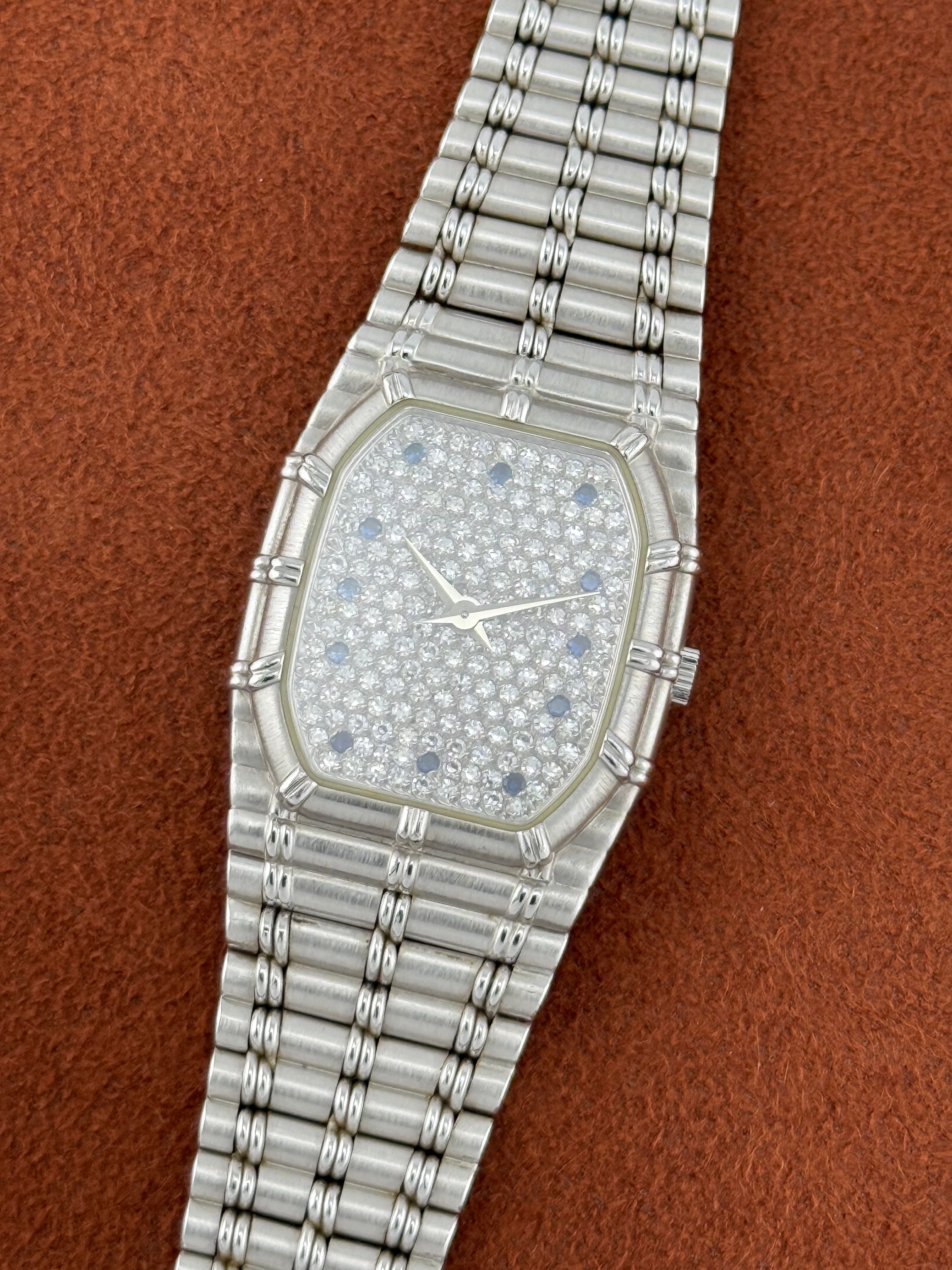 Audemars Piguet Bamboo – 18K White Gold Diamond & Sapphire Quartz Watch