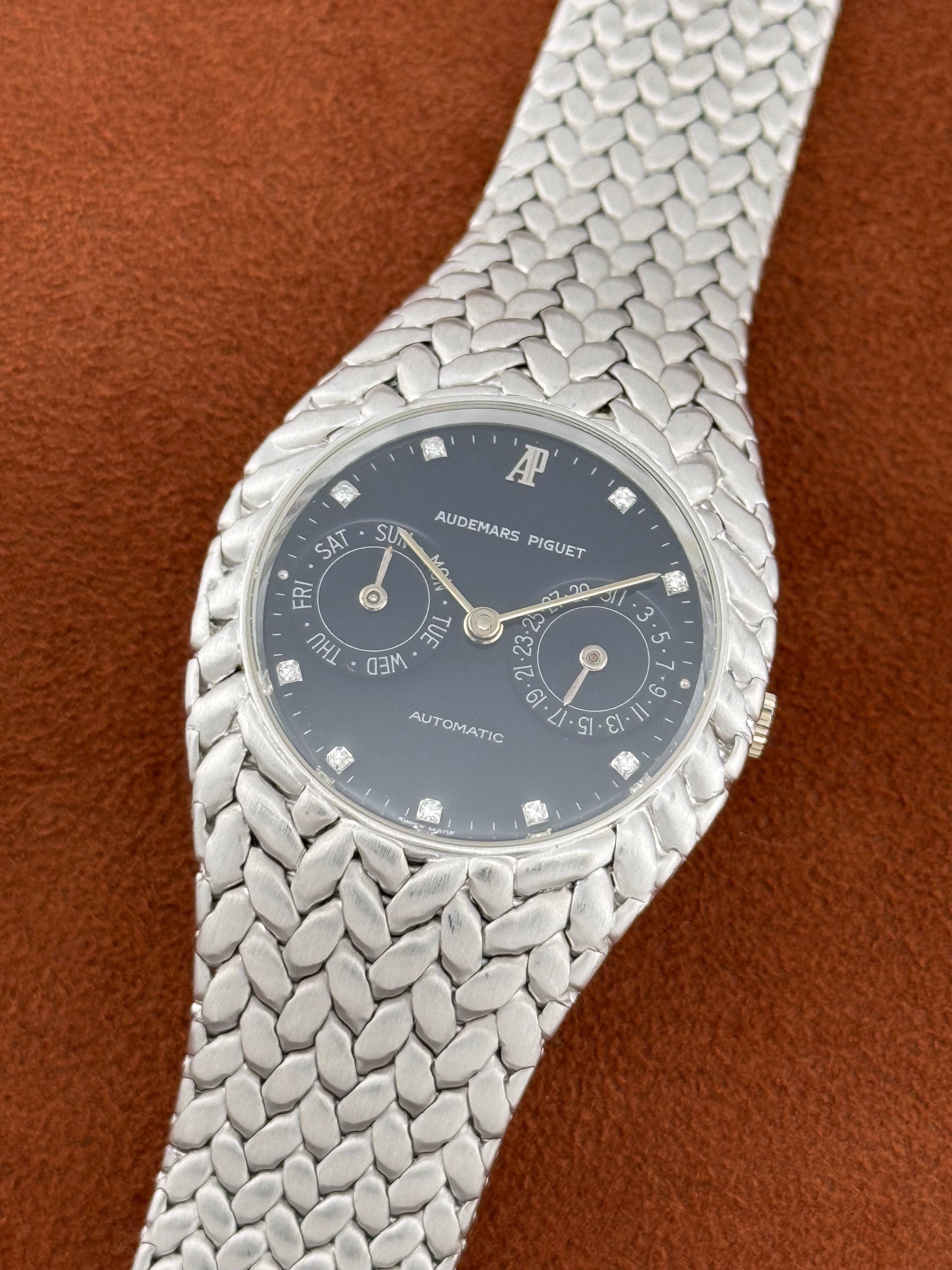 Audemars Piguet “Cobra” Ref. 5587BC – Blue Diamond Dial, 18K White Gold Bracelet Watch, Circa 1989