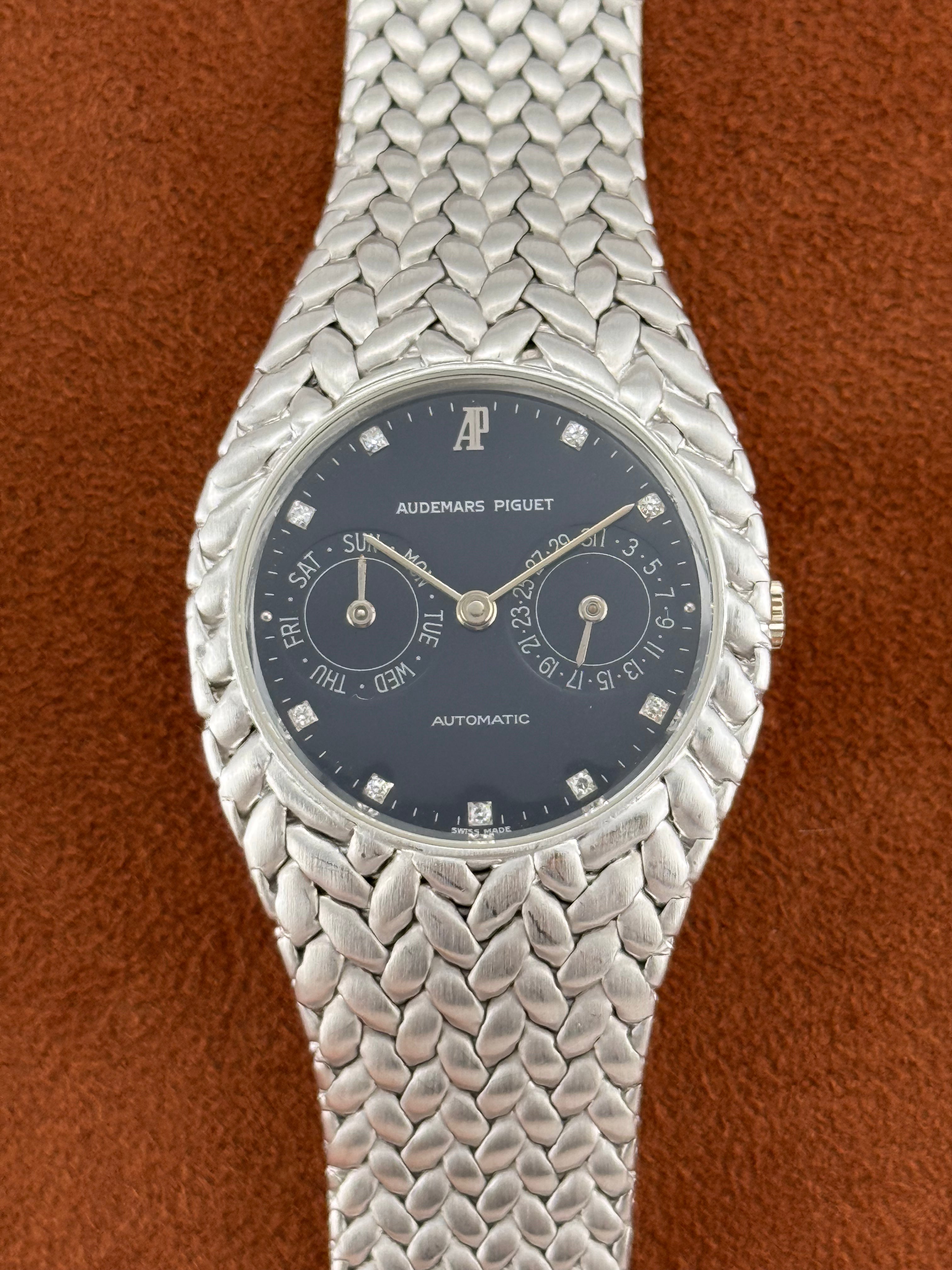 Audemars Piguet “Cobra” Ref. 5587BC – Blue Diamond Dial, 18K White Gold Bracelet Watch, Circa 1989