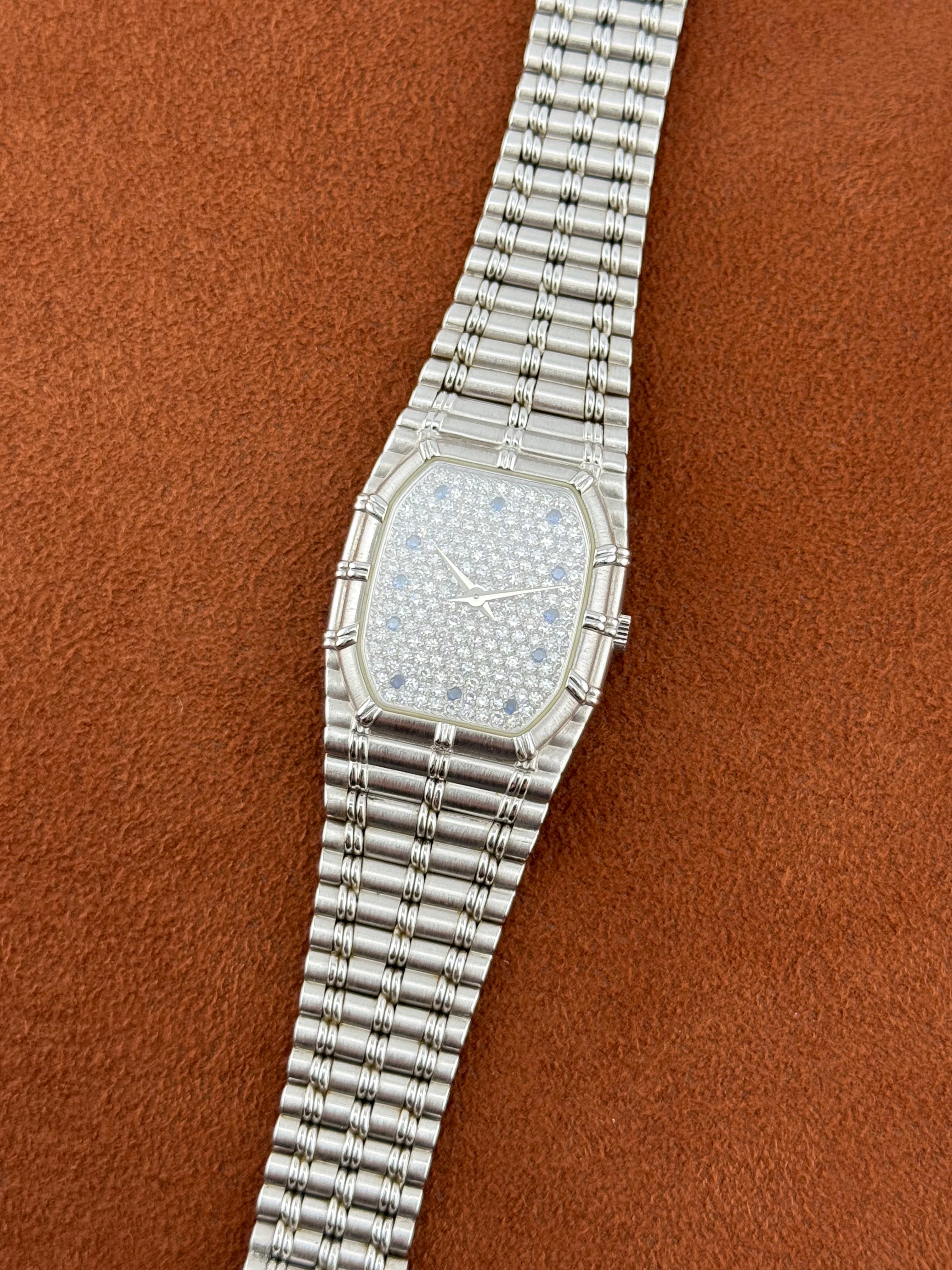 Audemars Piguet Bamboo – 18K White Gold Diamond & Sapphire Quartz Watch