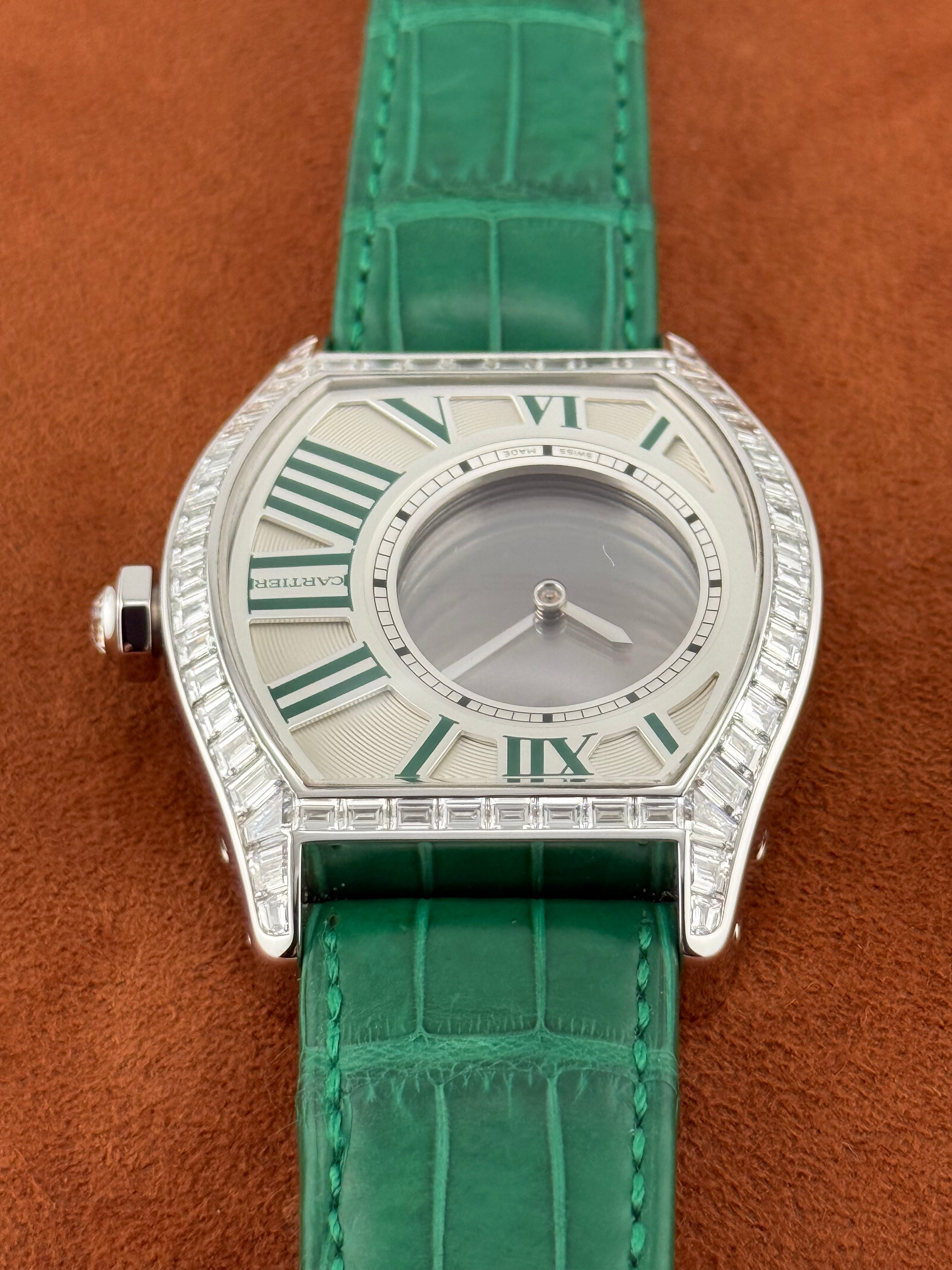 Cartier Clé de Cartier Haute Joaillerie N°1 – White Gold, Baguette Diamonds, Green Dial