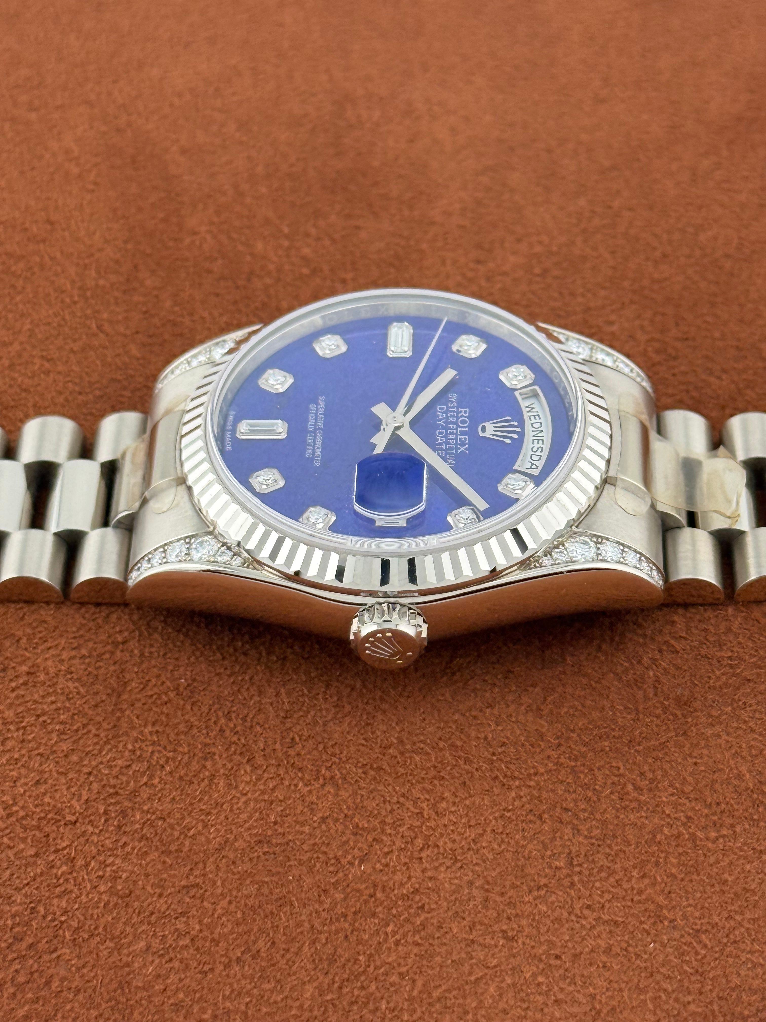Rolex Day-Date 36 Ref. 118339 – Lapis Lazuli Dial, Diamond Lugs, Full Set 2014