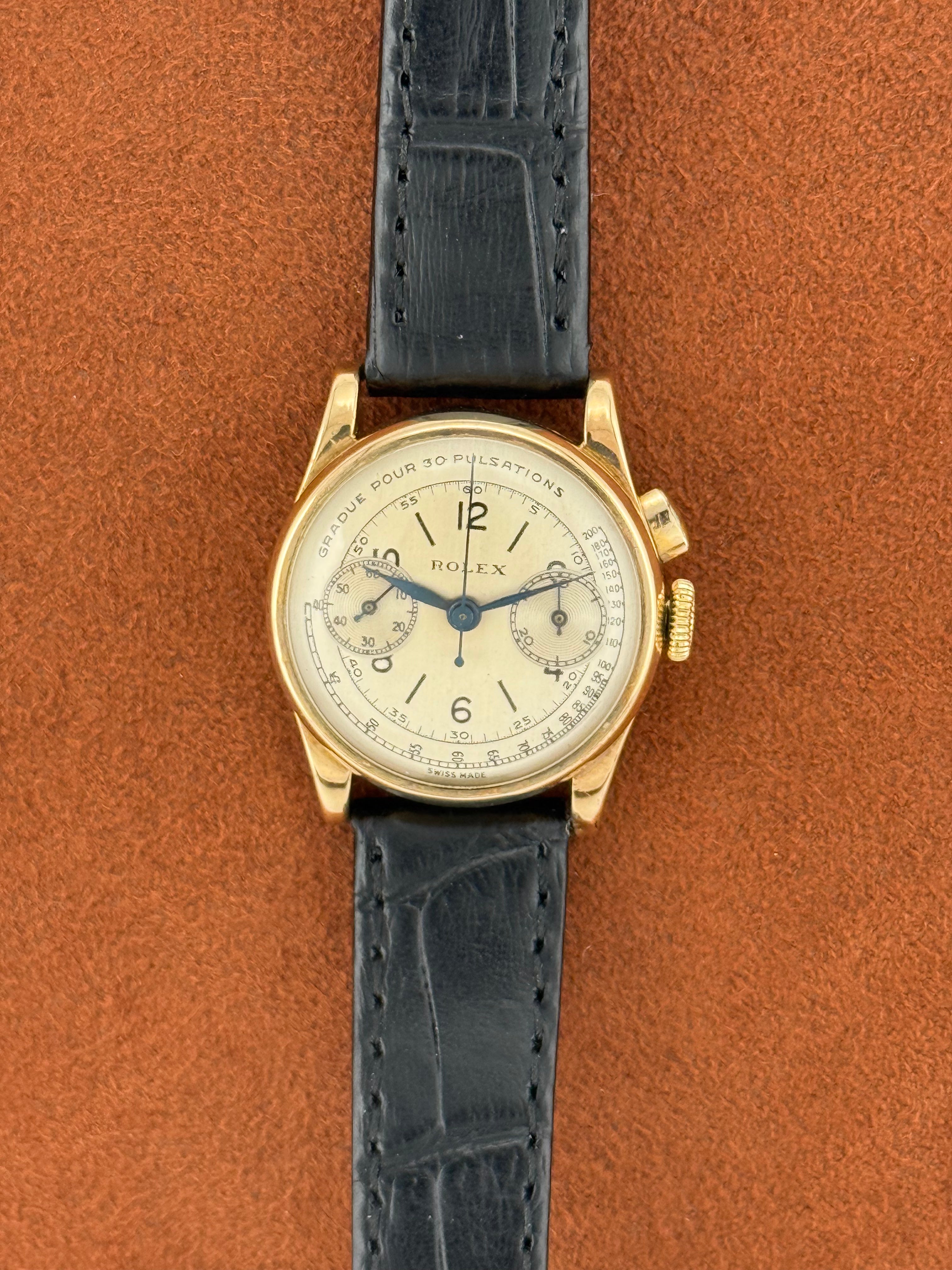 Rolex 9K Gold Single-Button Chronograph – Glasgow Import Mark 1937