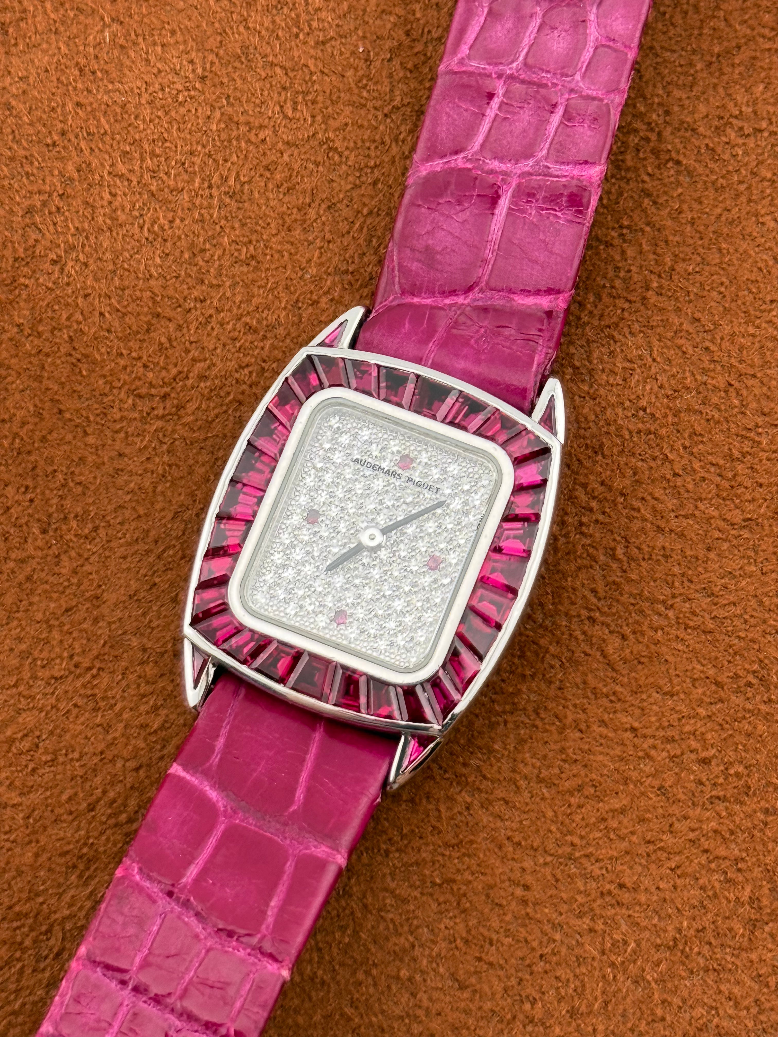 Audemars Piguet Ref. 66625BC – 18K White Gold, Diamond and Ruby-Set Lady’s Watch