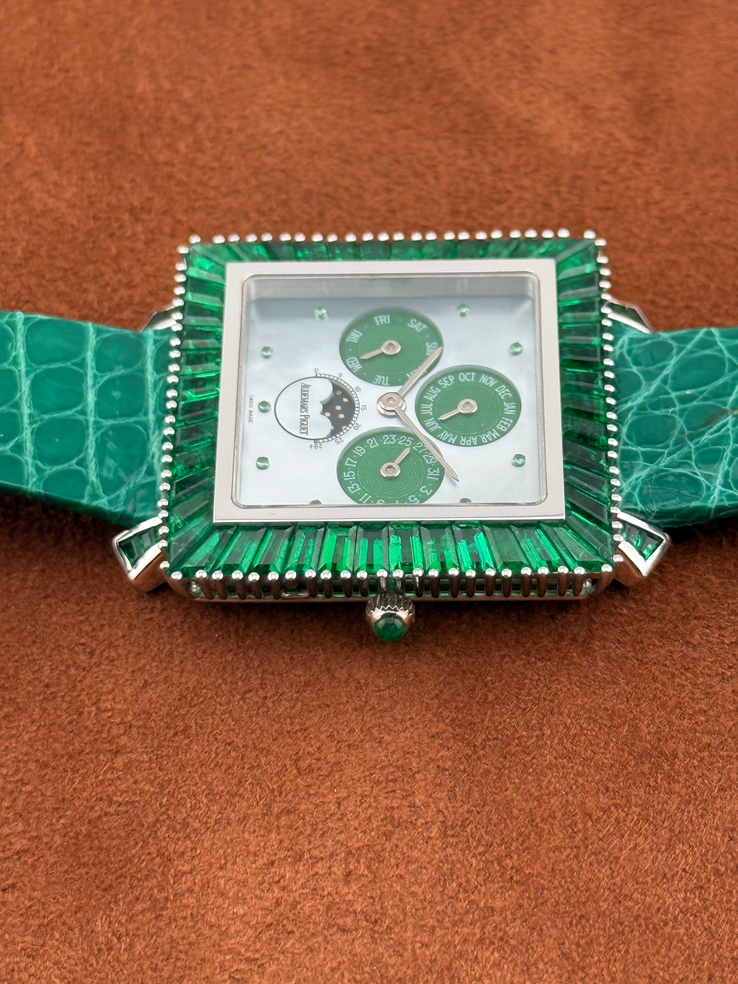 Audemars Piguet Perpetual Calendar Ref. 25756BC – White Gold, Emerald-Set, Mother-of-Pearl Dial
