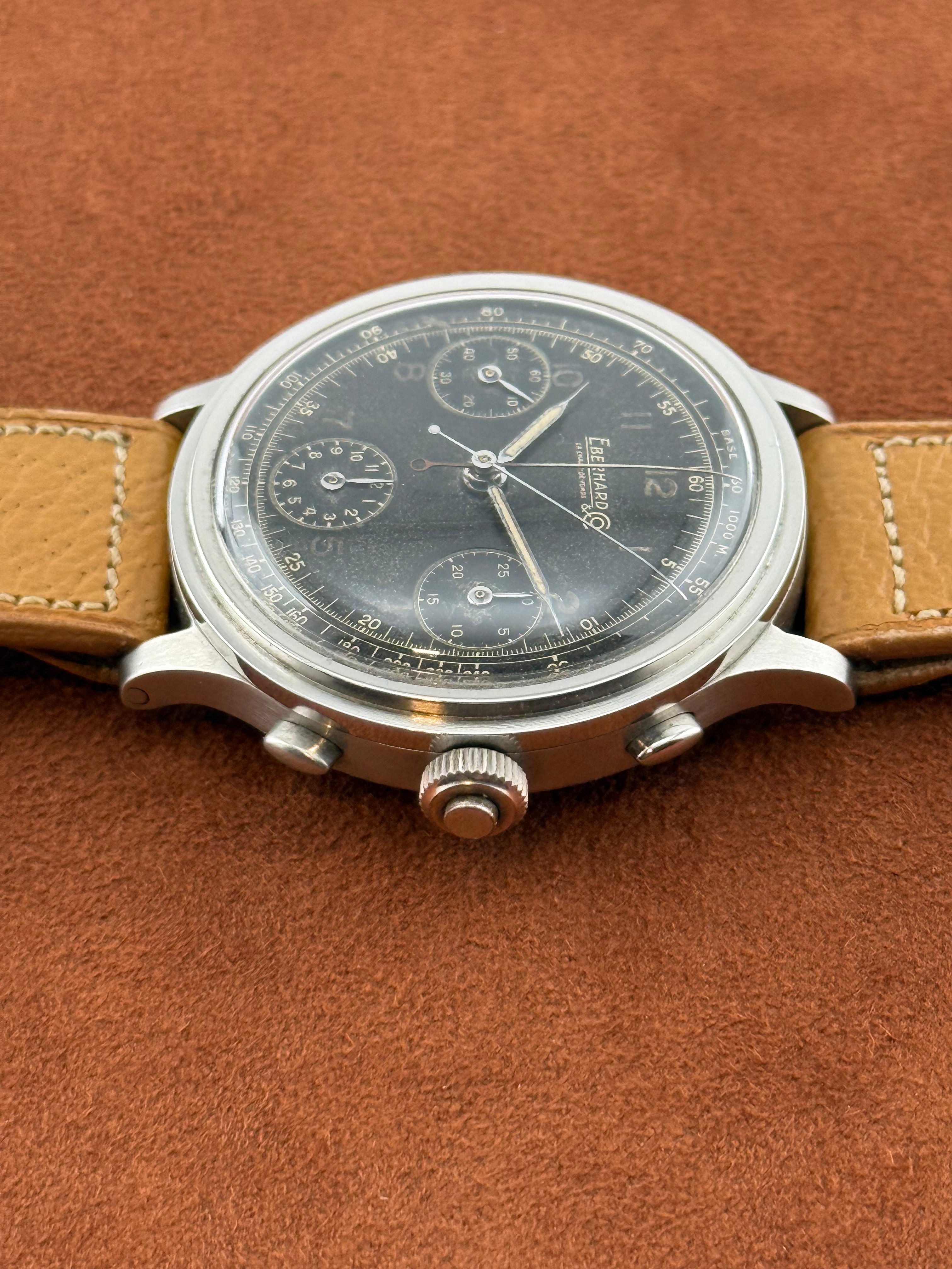Eberhard Pre Extra-Fort Rattrapante – Oversized Steel Split-Seconds Chronograph, Black Dial