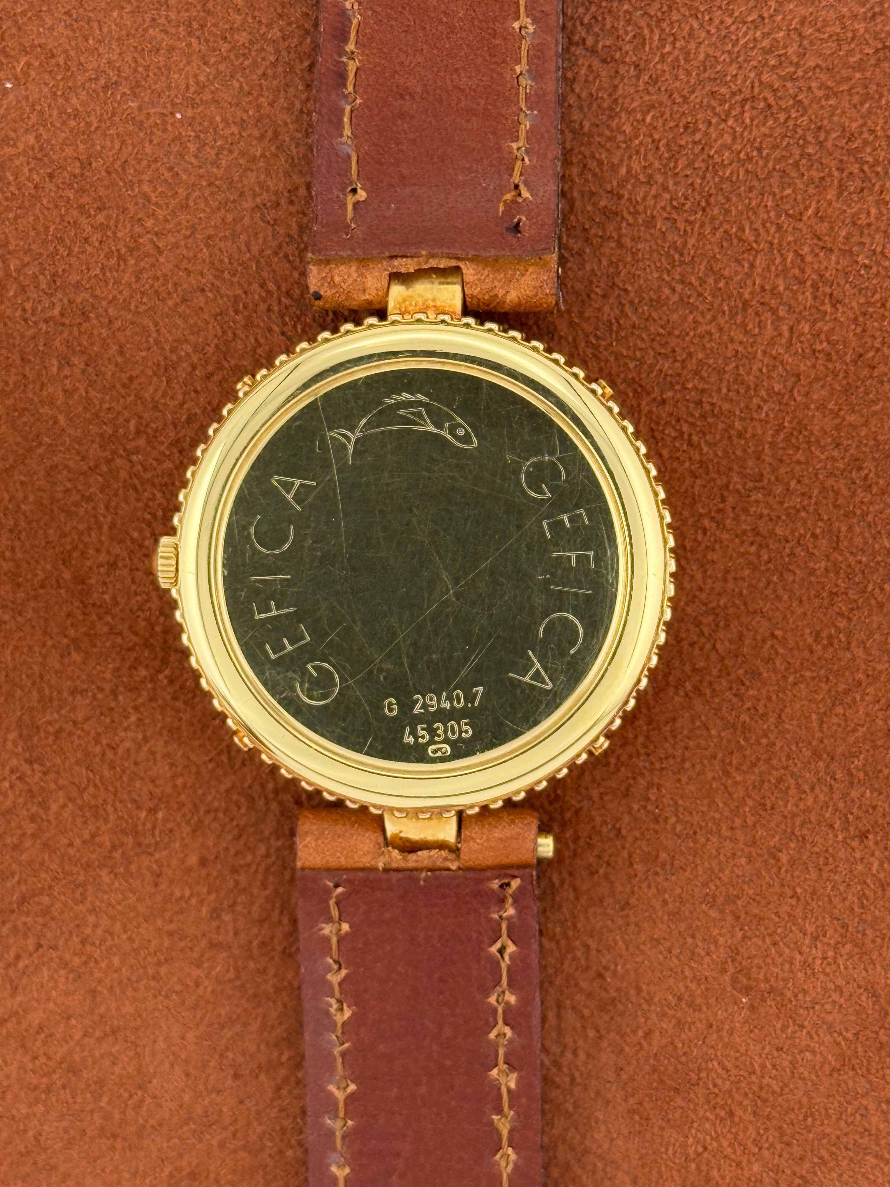 Gérald Genta Gefica – 18K Gold, Coral Dial, Moon Phase, Day-Date, 24 Hour