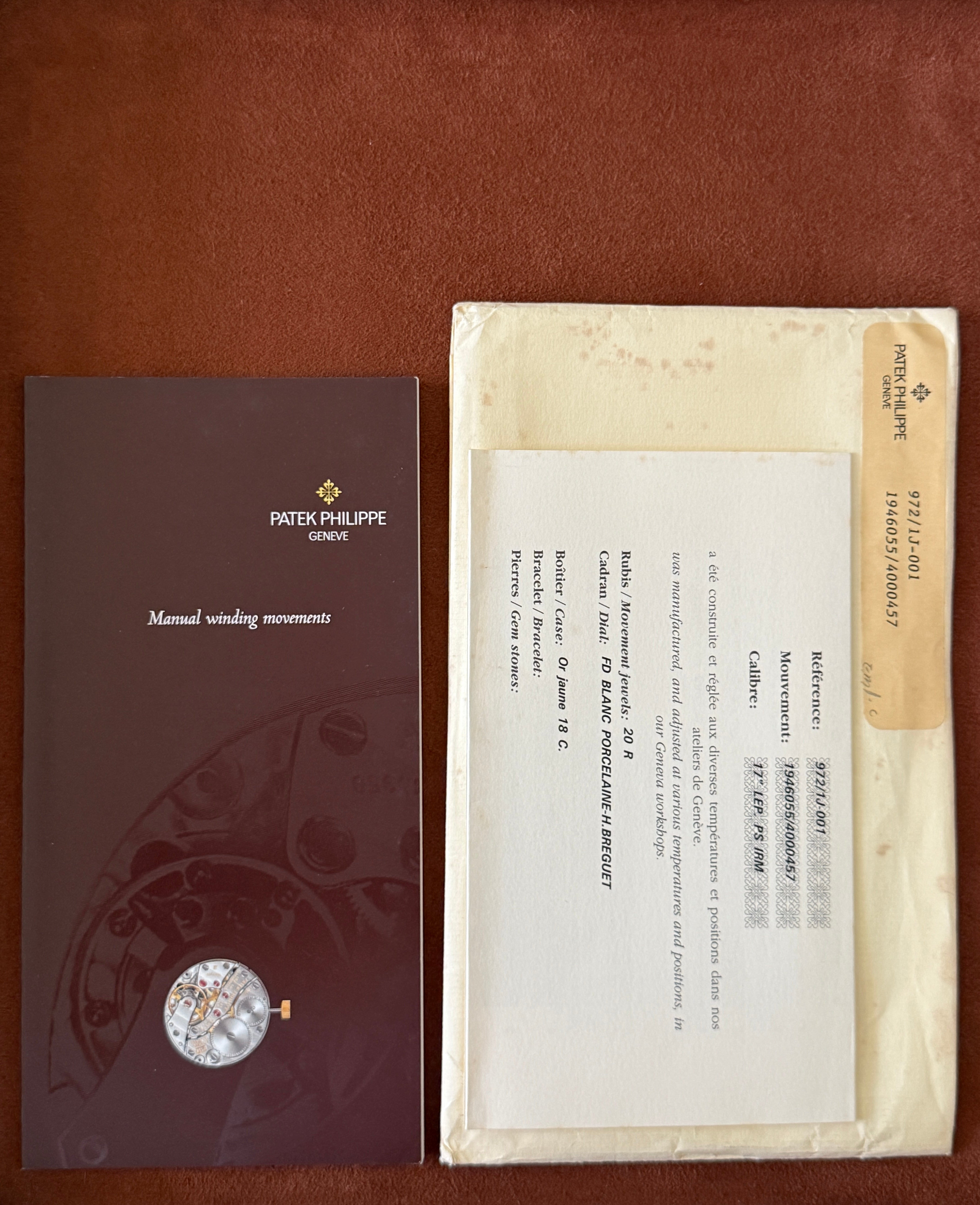 Patek Philippe Ref. 972/1J-001 with white porcelain dial - full set