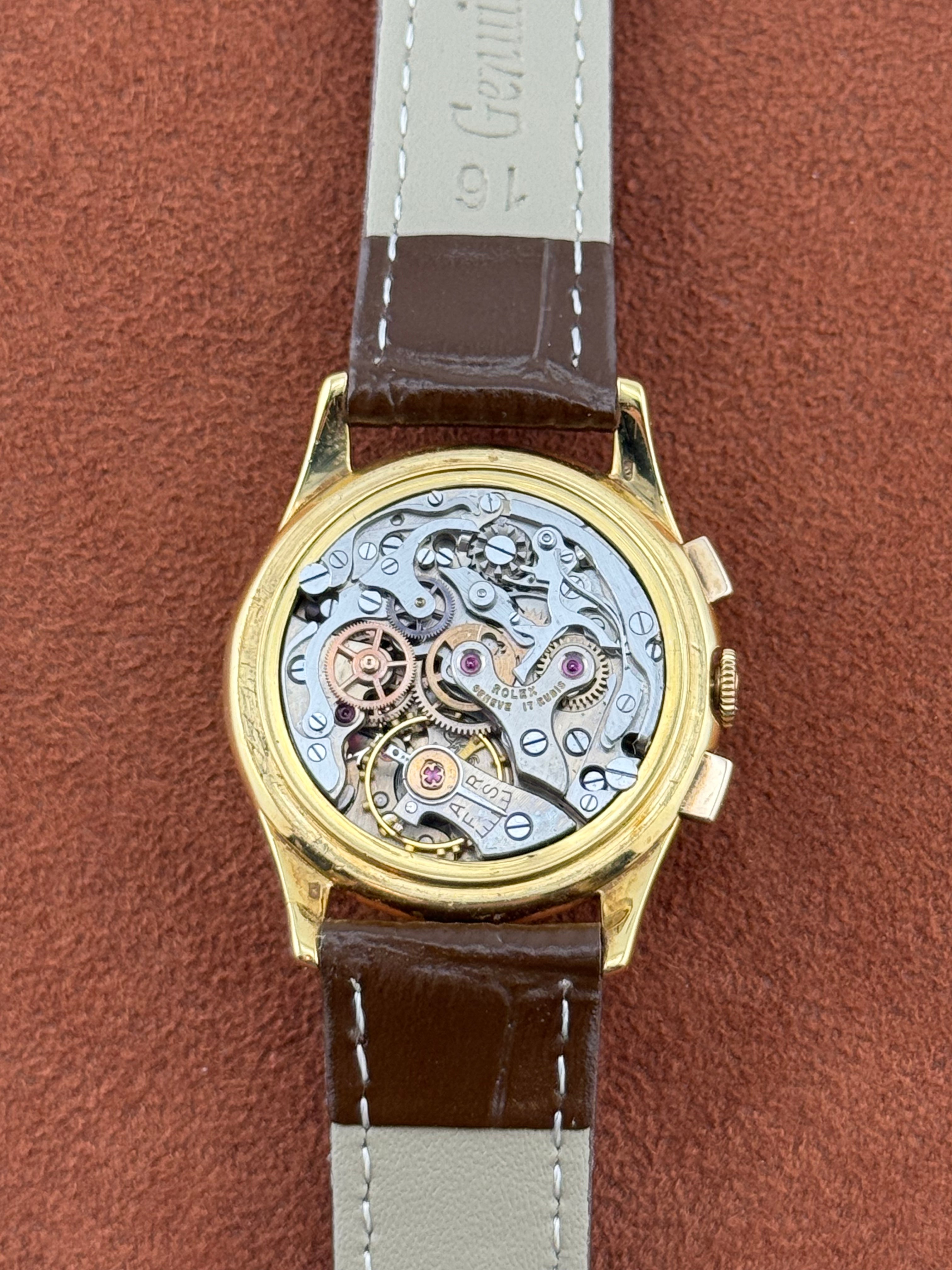 Rolex Piccolino Anti-Magnetique Ref. 3055 – 18K Gold Chronograph, Black Dial