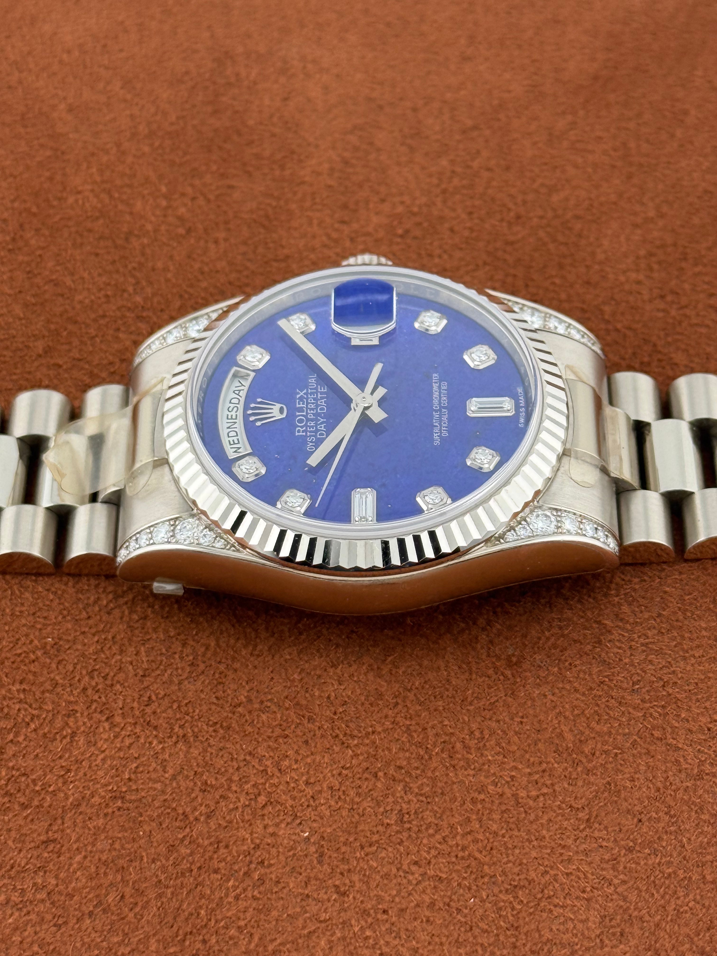Rolex Day-Date 36 Ref. 118339 – Lapis Lazuli Dial, Diamond Lugs, Full Set 2014