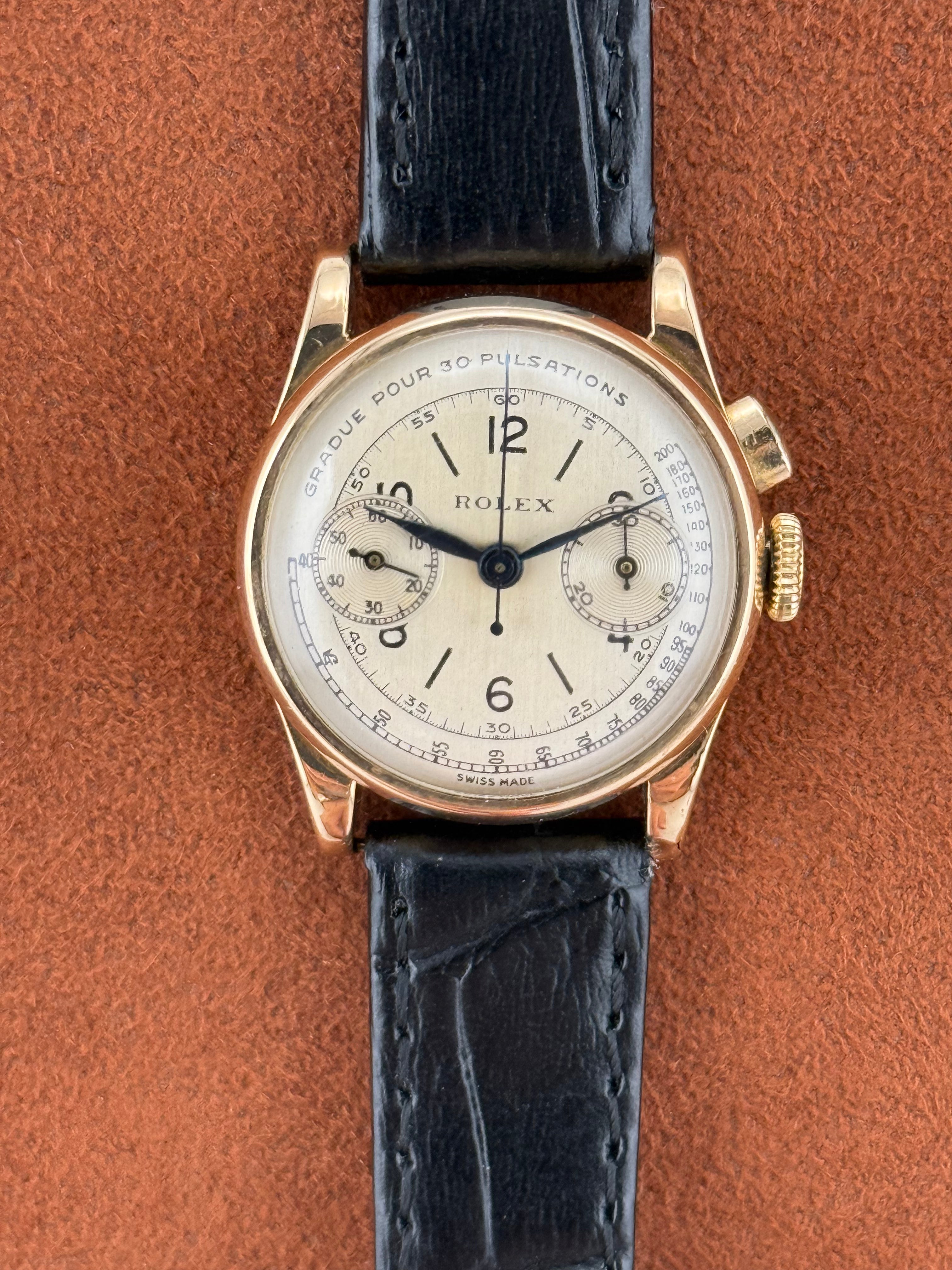 Rolex 9K Gold Single-Button Chronograph – Glasgow Import Mark 1937