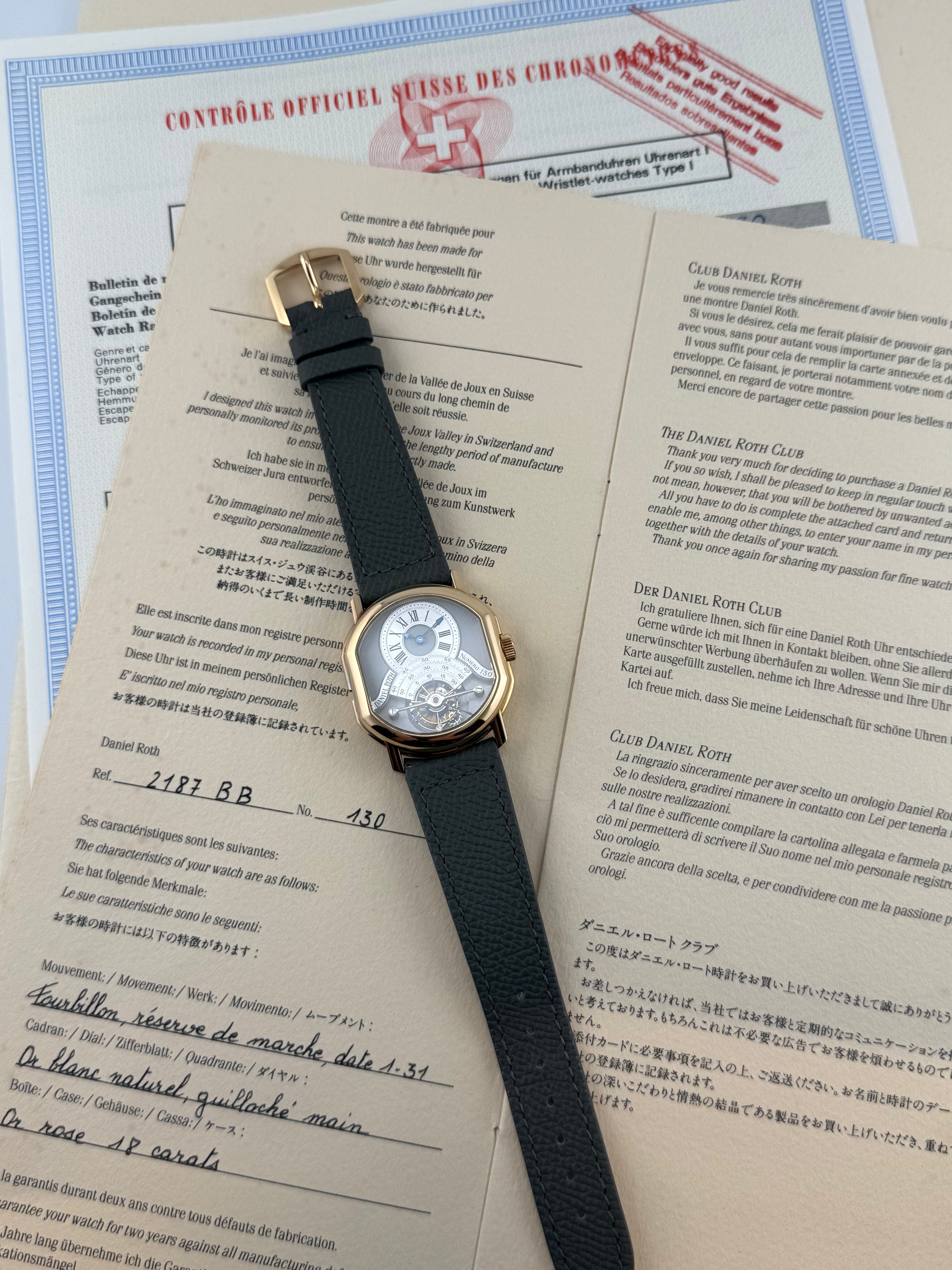Daniel Roth Tourbillon “Double Face” Ref. 2187 – 18K Pink Gold, Full Set, Circa 1993
