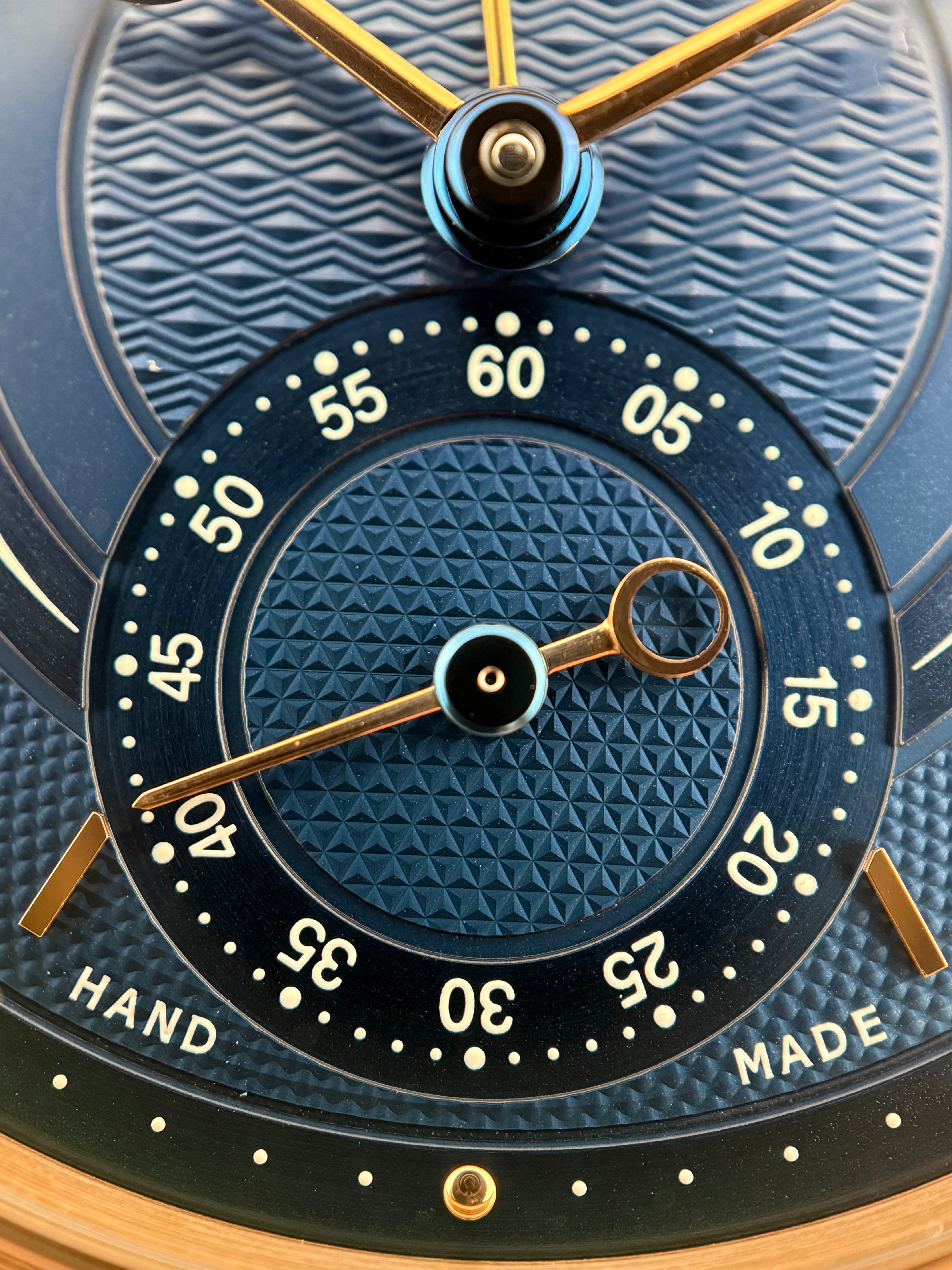 Voutilainen Retrograde Date Ref. 217QRS – Pink Gold, Blue Guilloché Dial, Limited Edition of 10