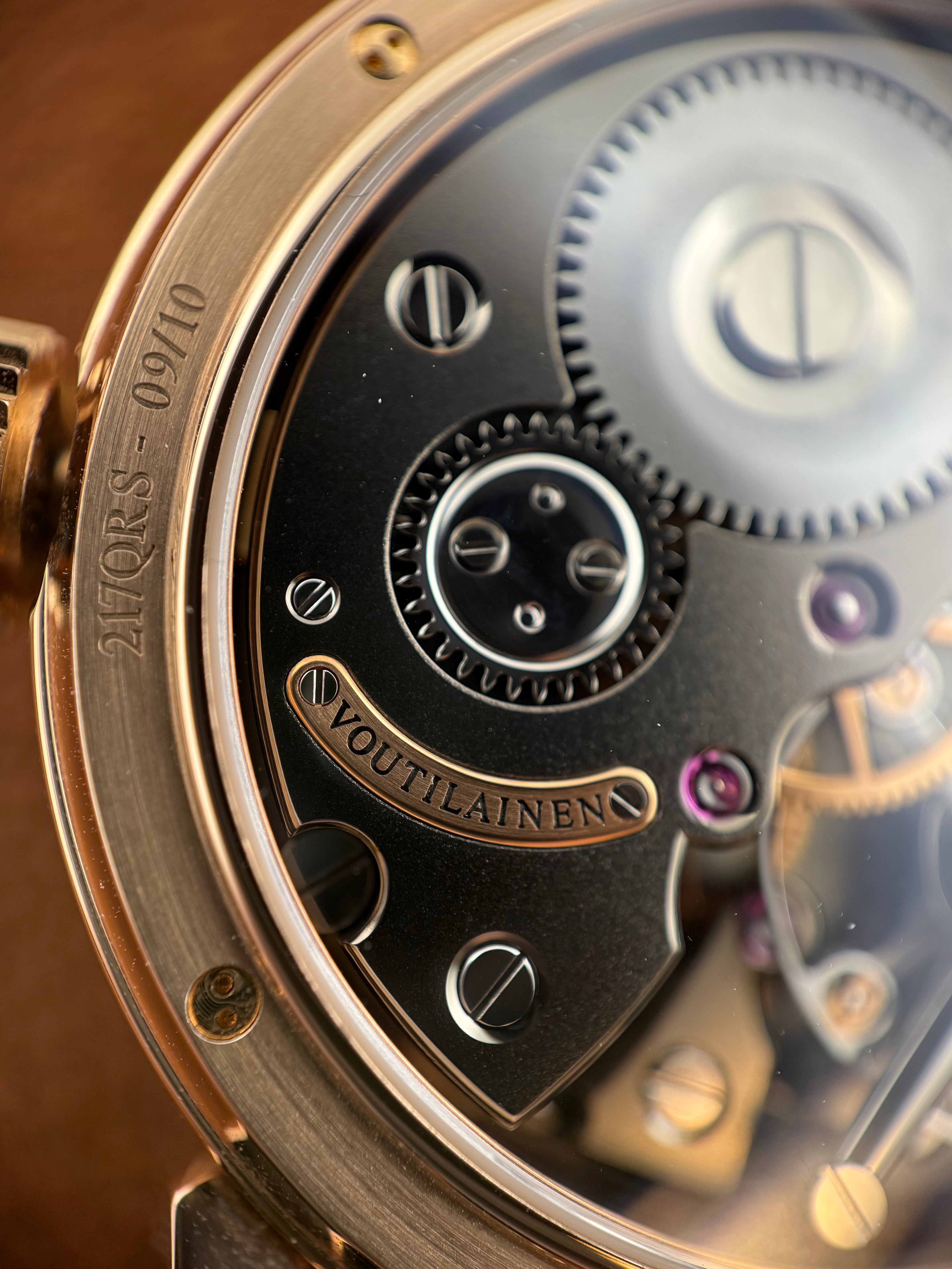 Voutilainen Retrograde Date Ref. 217QRS – Pink Gold, Blue Guilloché Dial, Limited Edition of 10