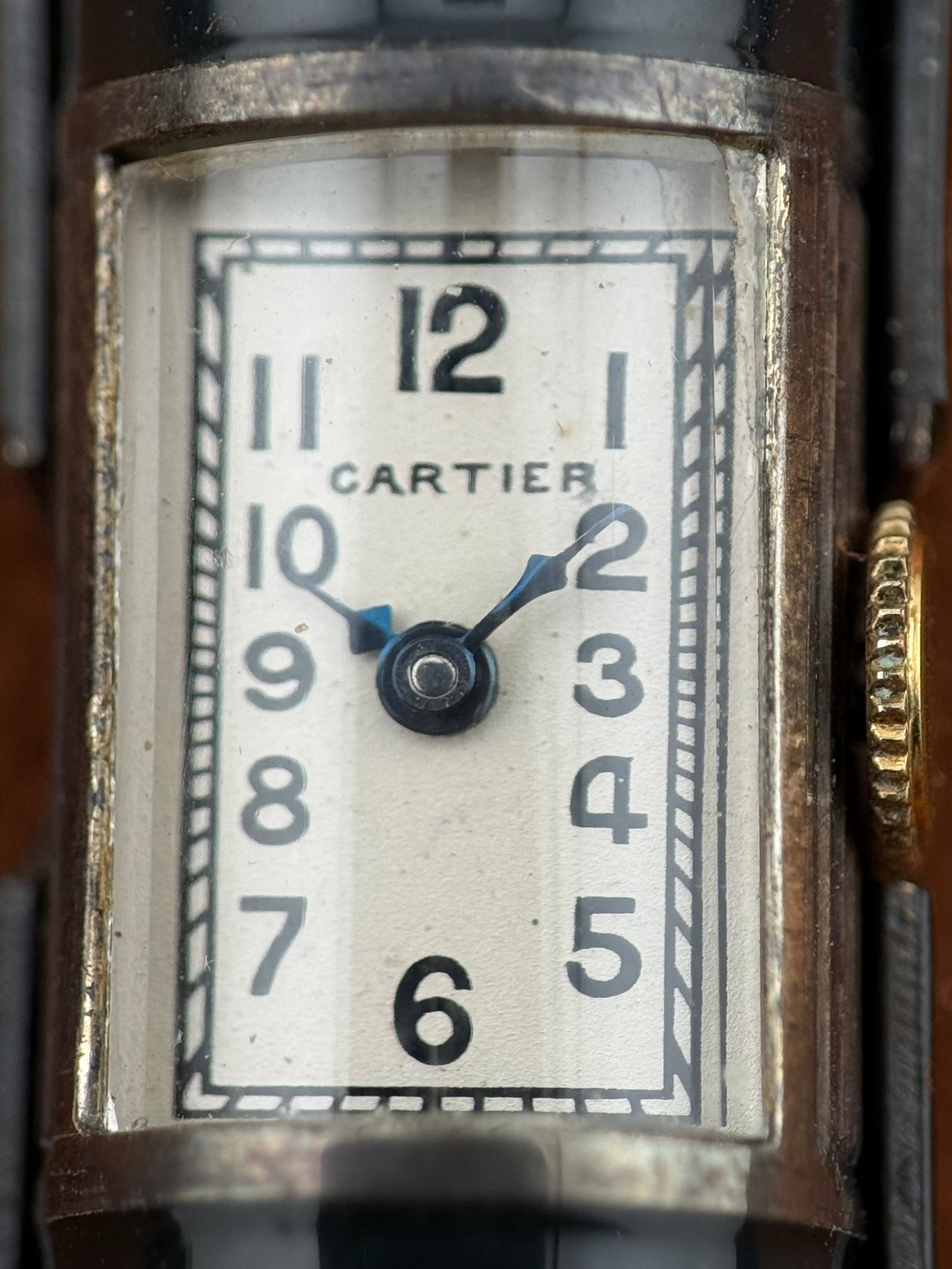 Cartier lighter watch with black and red enamel in Silver - circa 1930
