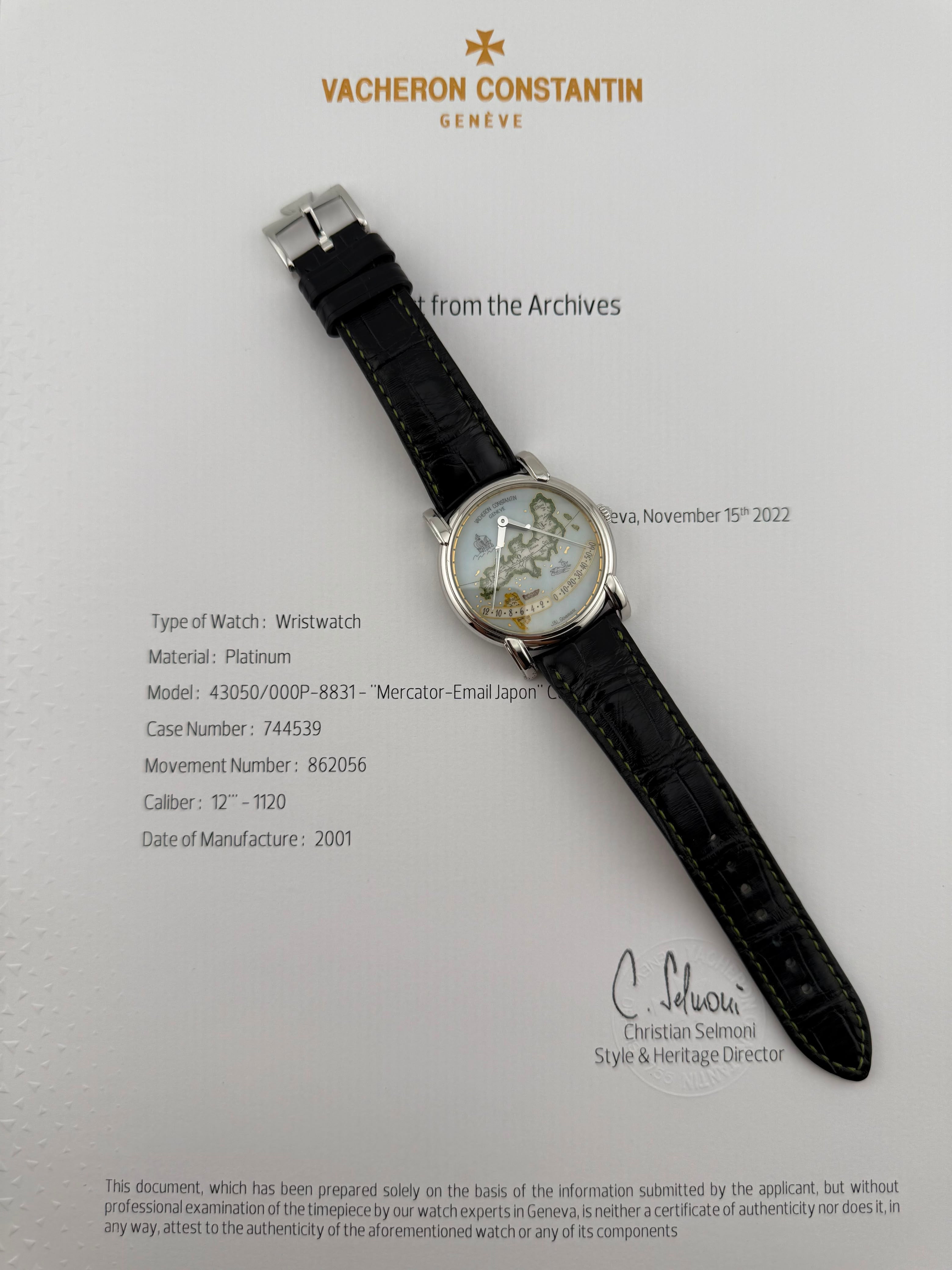 Vacheron Constantin Mercator “Email Japon” Ref. 43050/000P-8831 — Platinum, Nº 13/30, Full Set, 2001