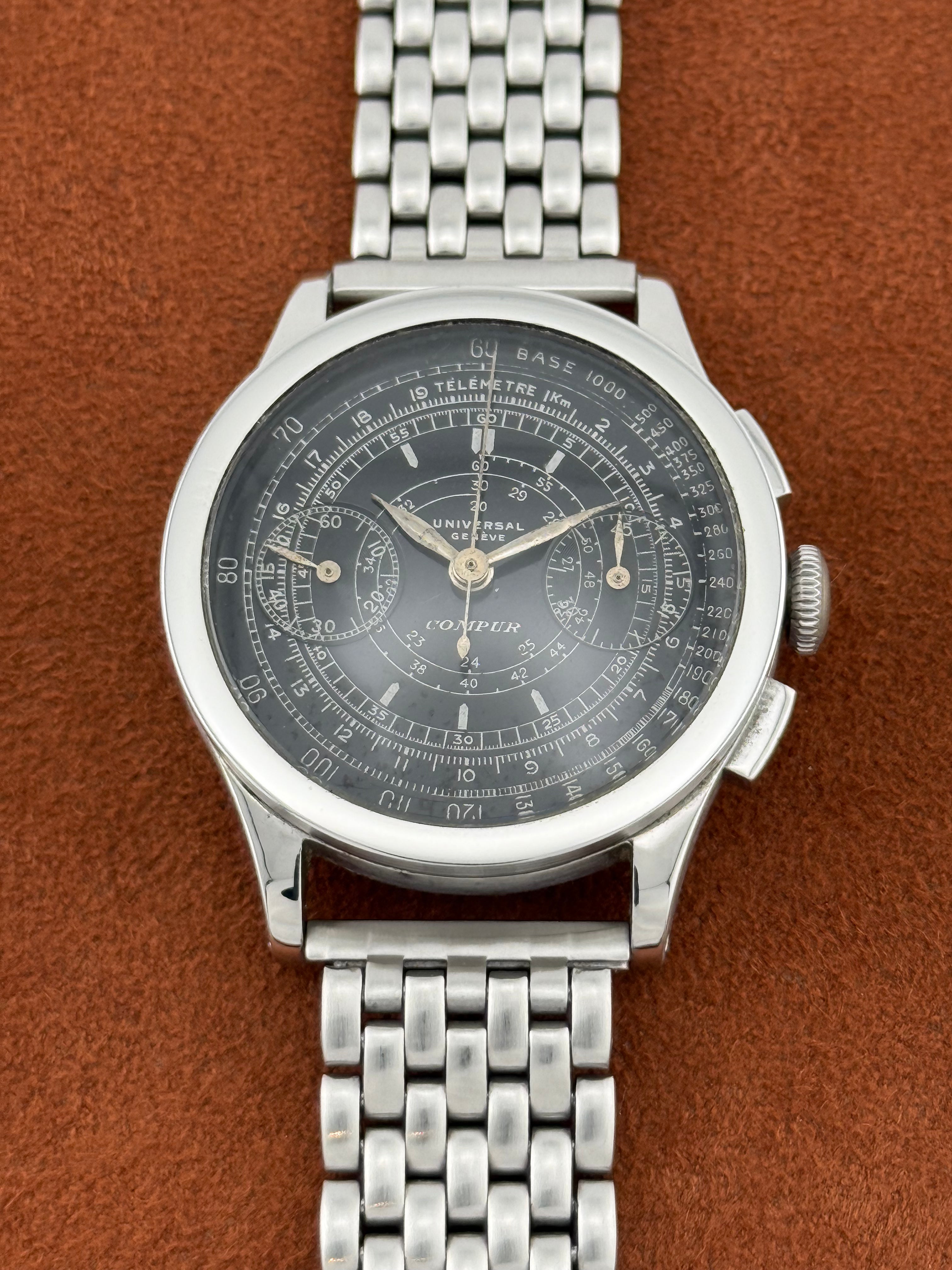 Universal Genève Compur Chronograph – Black Snail Dial, Multi-Scale, Mid-1930s