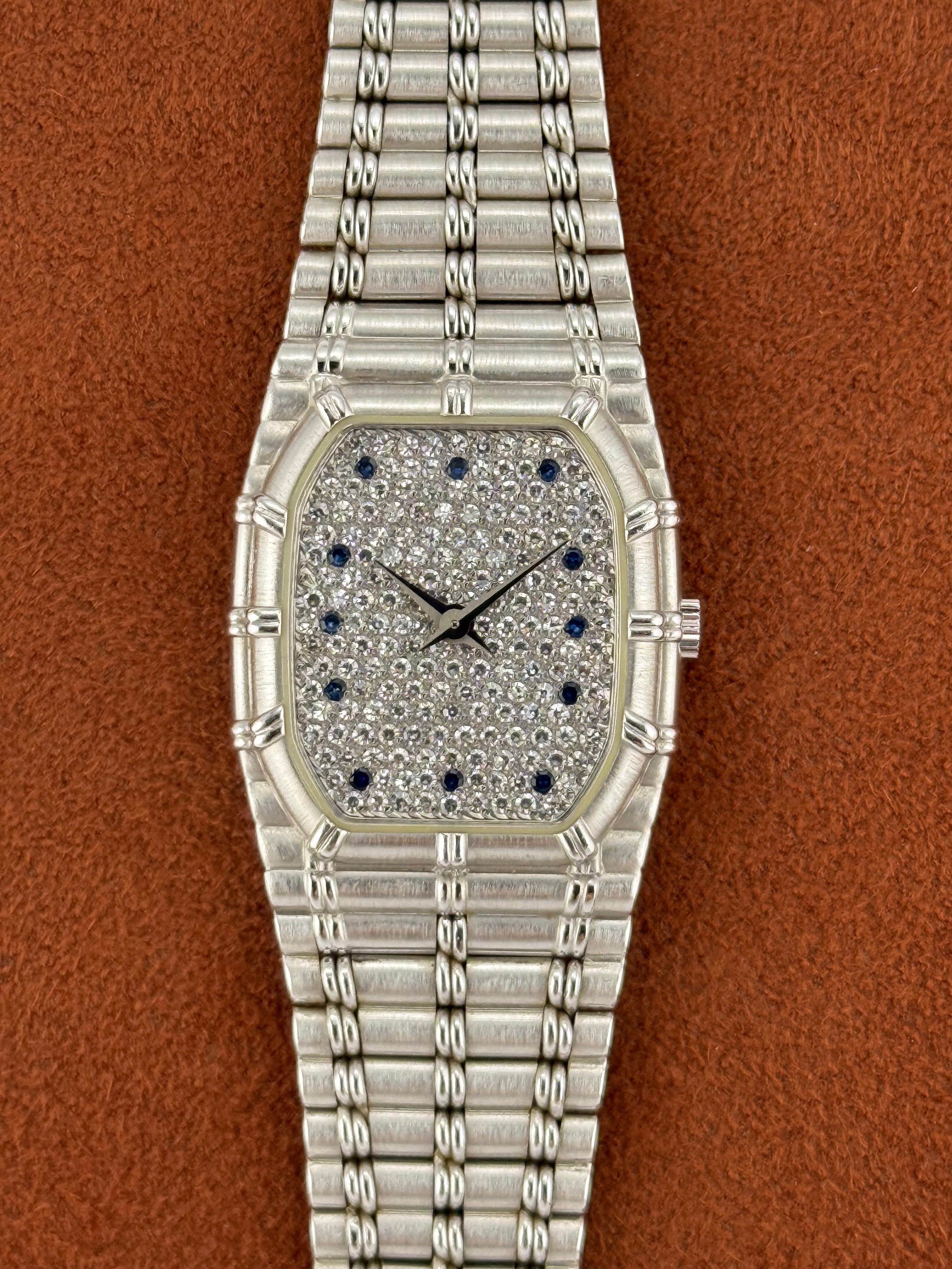 Audemars Piguet Bamboo – 18K White Gold Diamond & Sapphire Quartz Watch