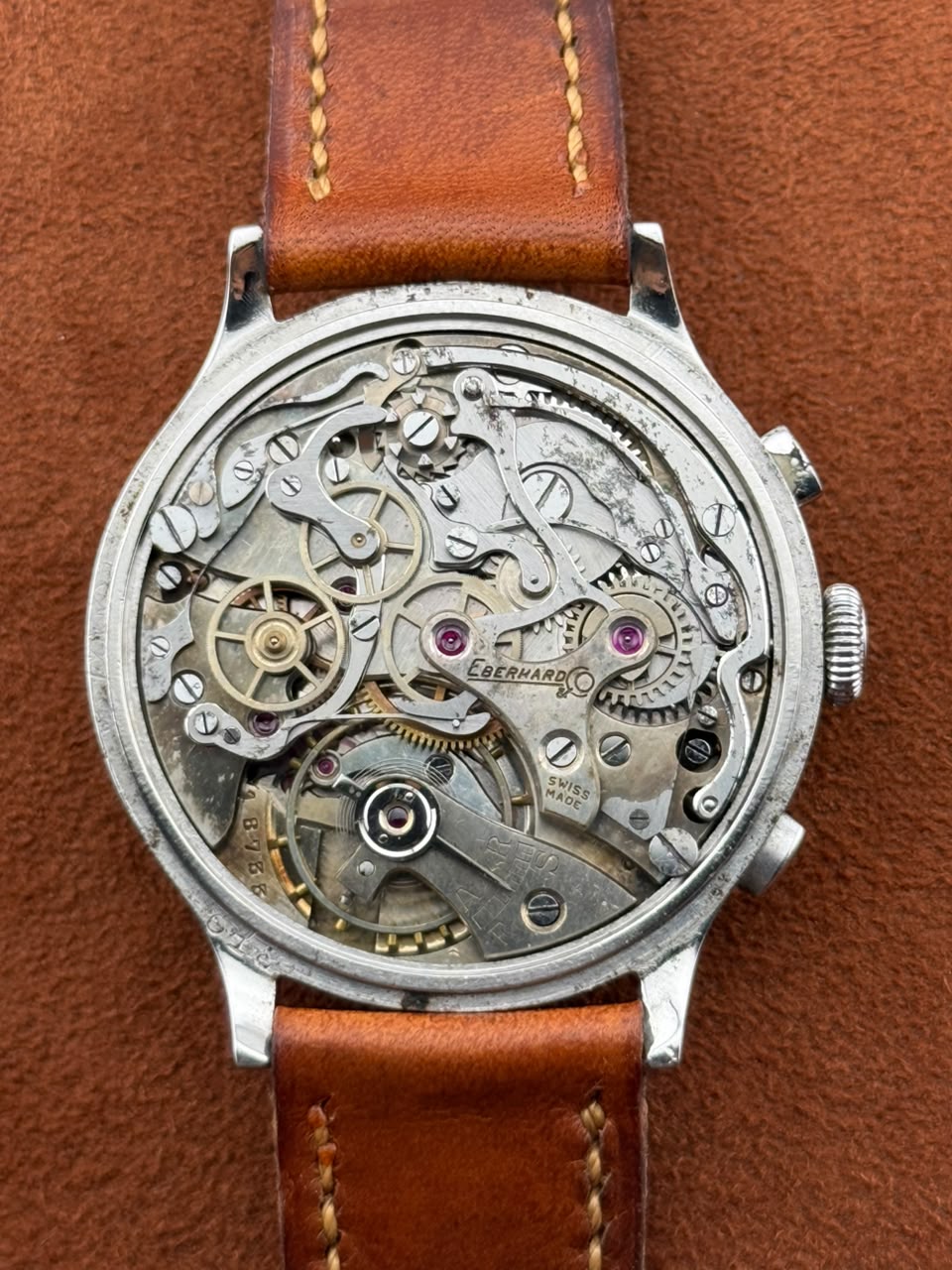 Eberhard & Co. Pre-Extra Fort Chronograph, Stainless Steel, Salmon Dial, Circa 1940
