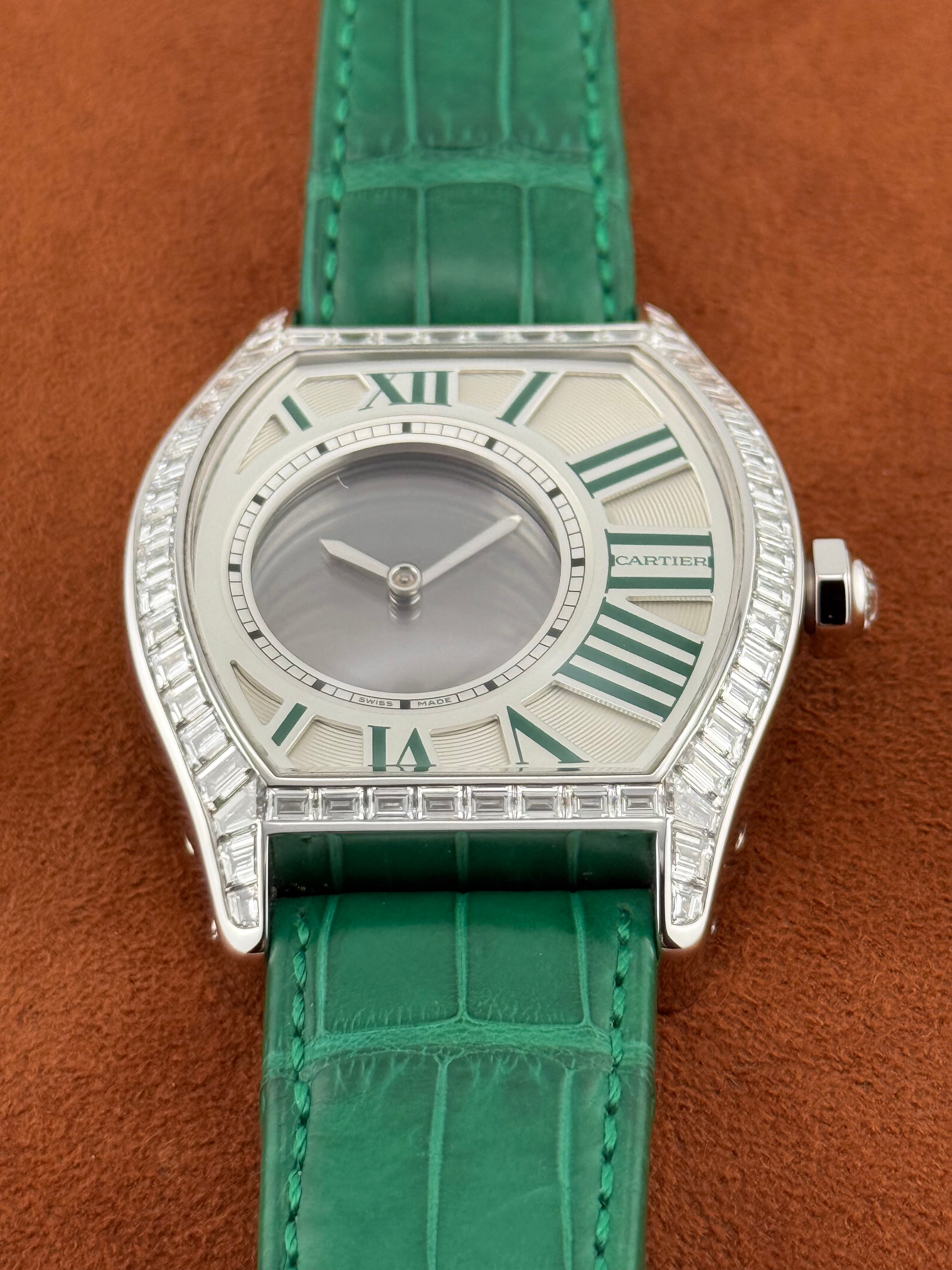 Cartier Clé de Cartier Haute Joaillerie N°1 – White Gold, Baguette Diamonds, Green Dial