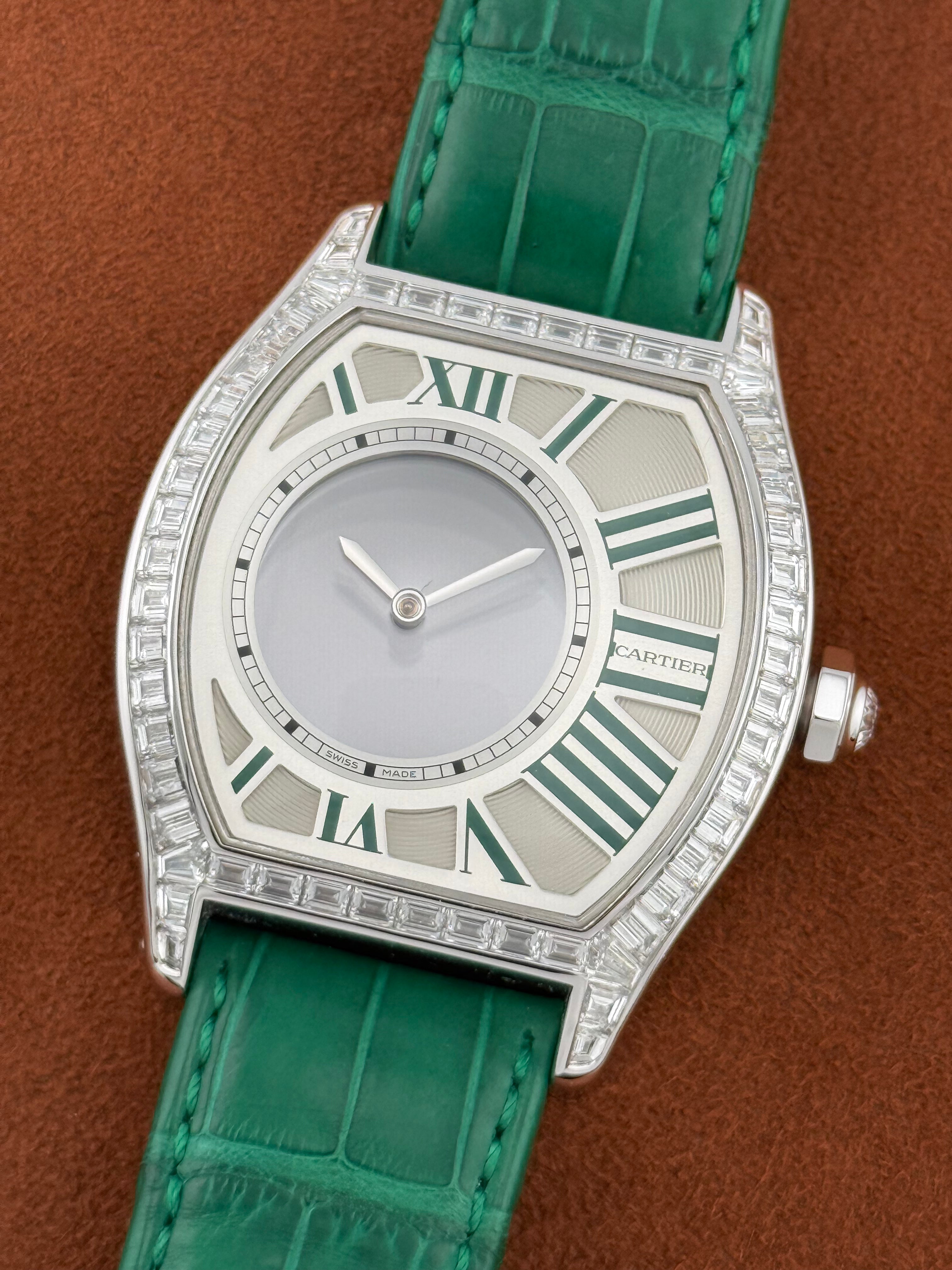 Cartier Clé de Cartier Haute Joaillerie N°1 – White Gold, Baguette Diamonds, Green Dial
