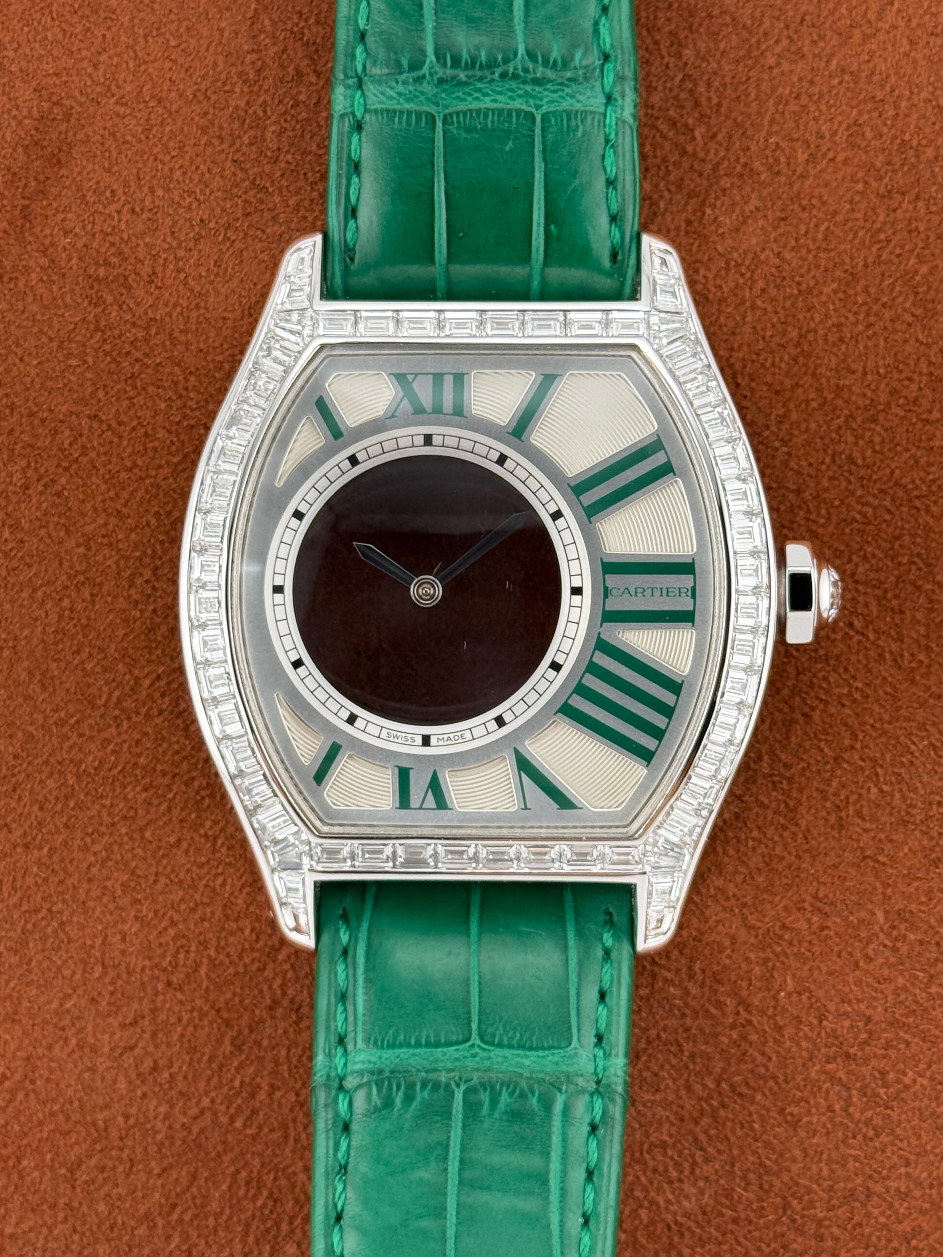 Cartier Clé de Cartier Haute Joaillerie N°1 – White Gold, Baguette Diamonds, Green Dial