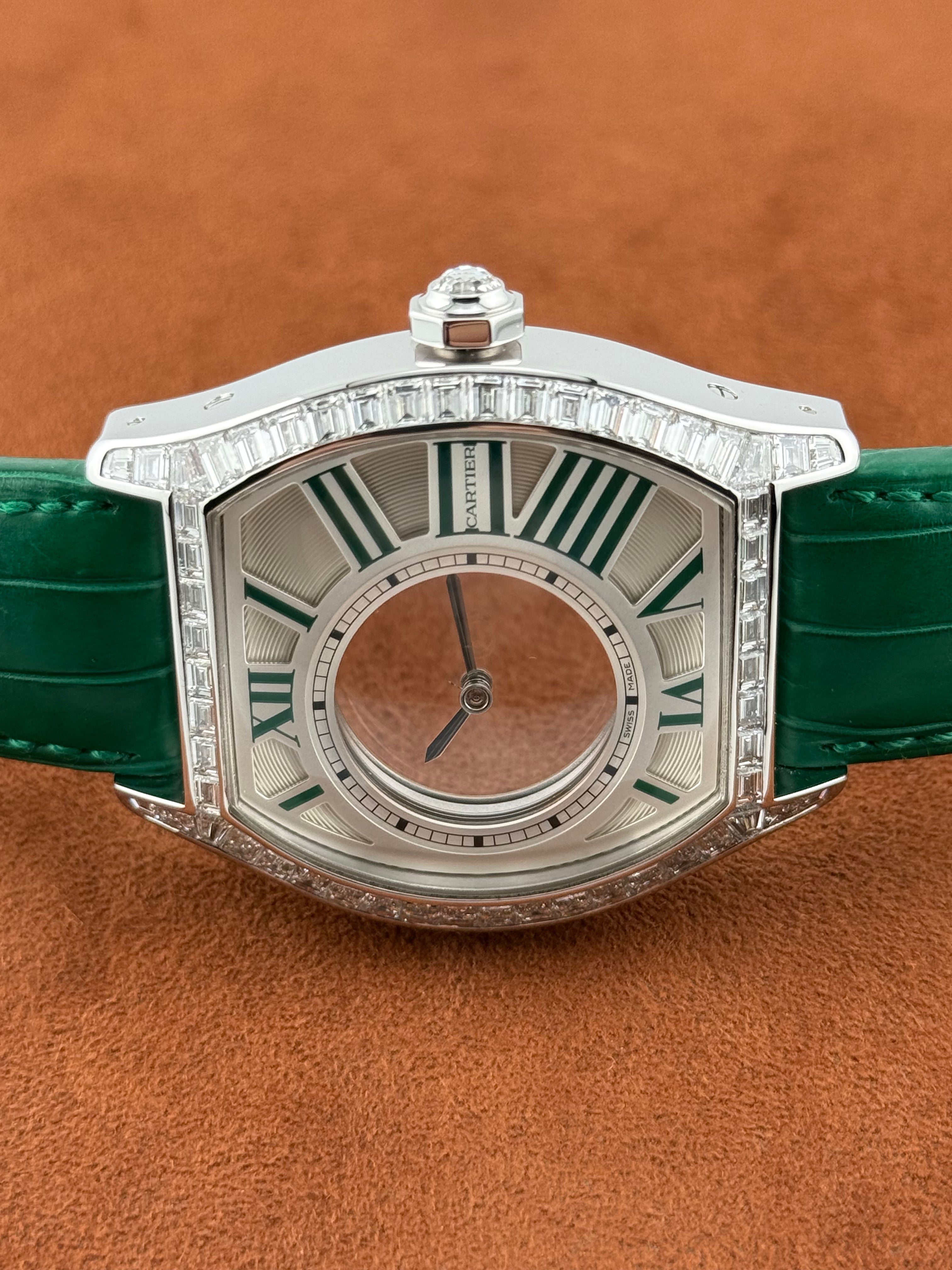Cartier Clé de Cartier Haute Joaillerie N°1 – White Gold, Baguette Diamonds, Green Dial