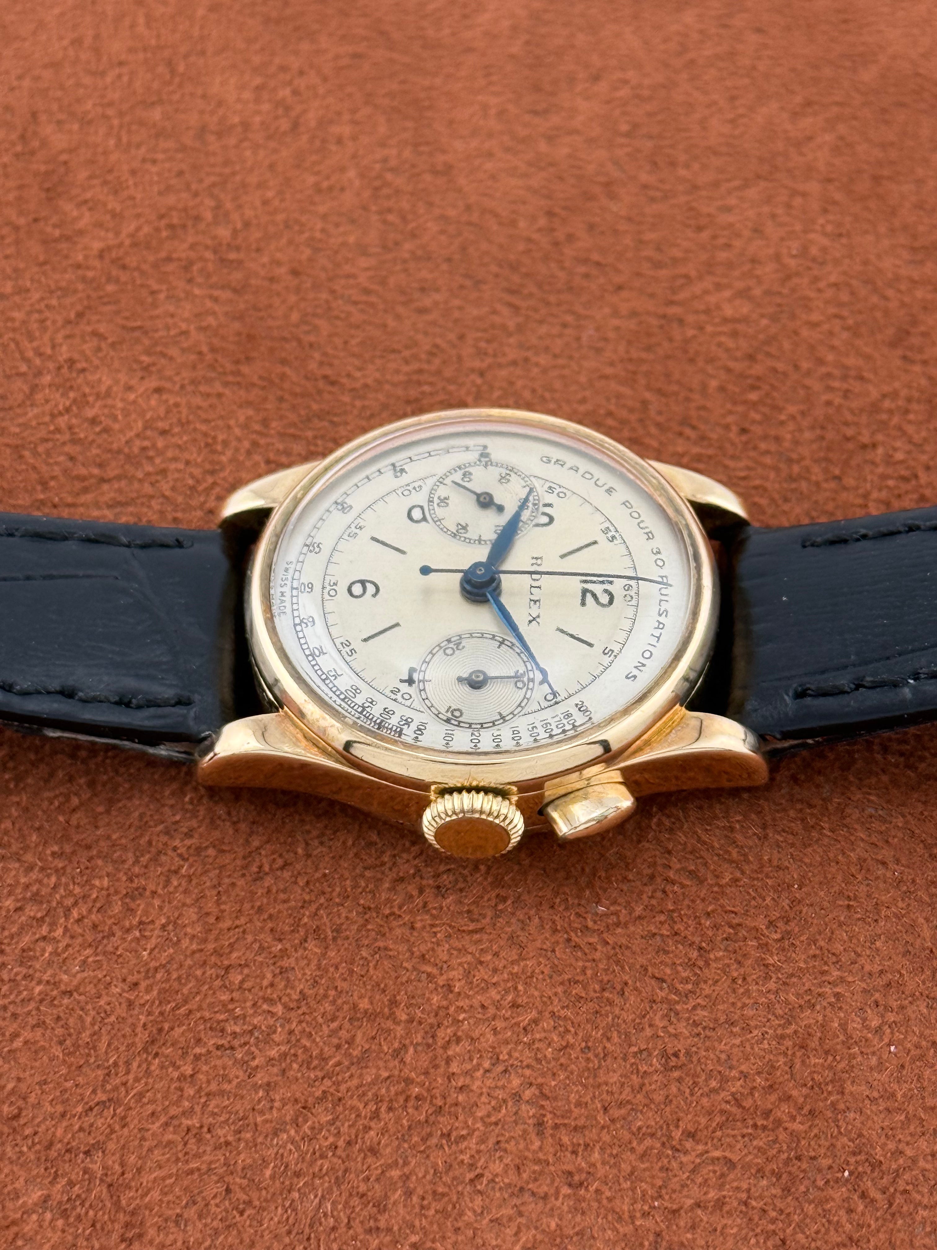 Rolex 9K Gold Single-Button Chronograph – Glasgow Import Mark 1937