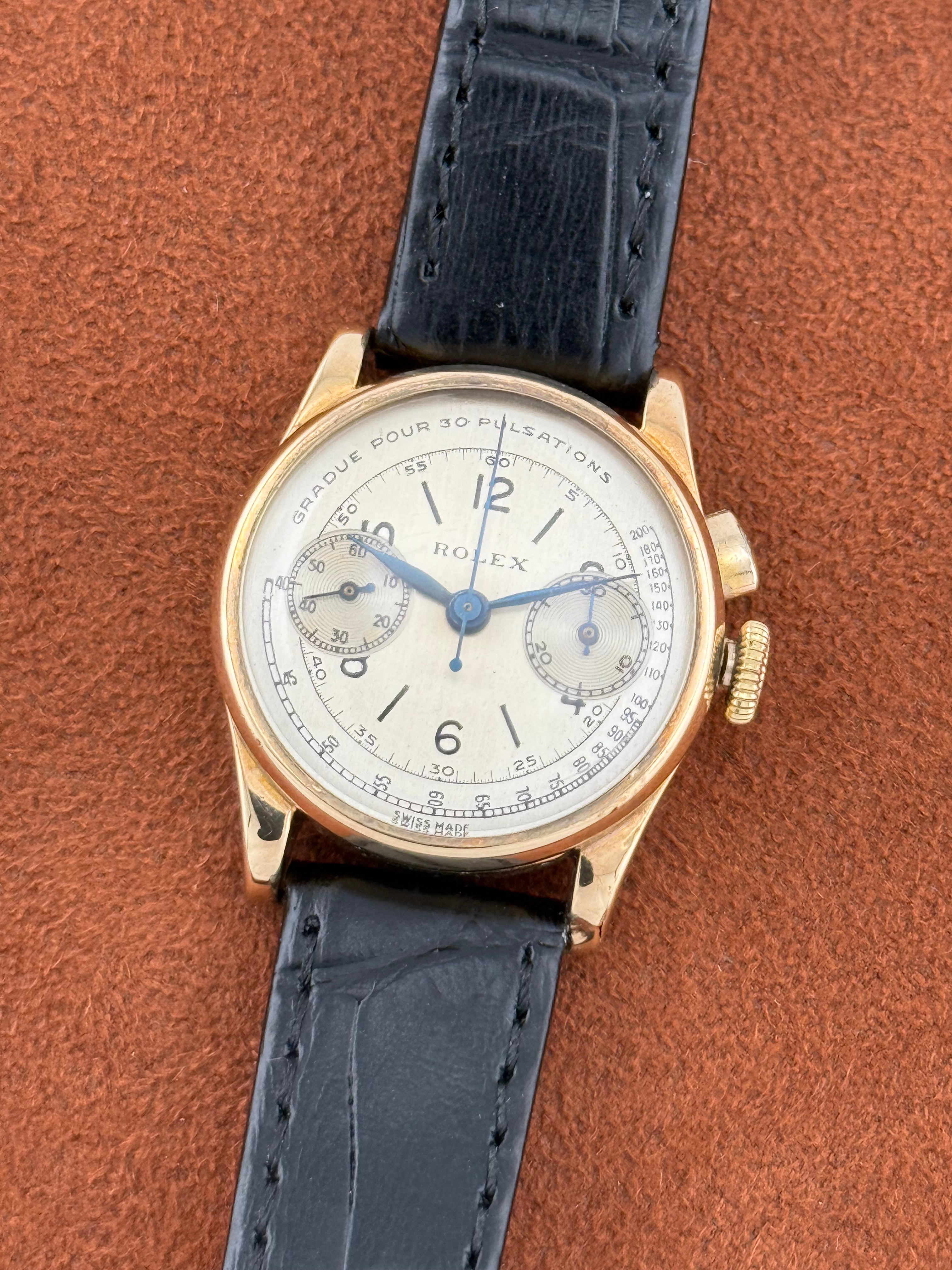 Rolex 9K Gold Single-Button Chronograph – Glasgow Import Mark 1937